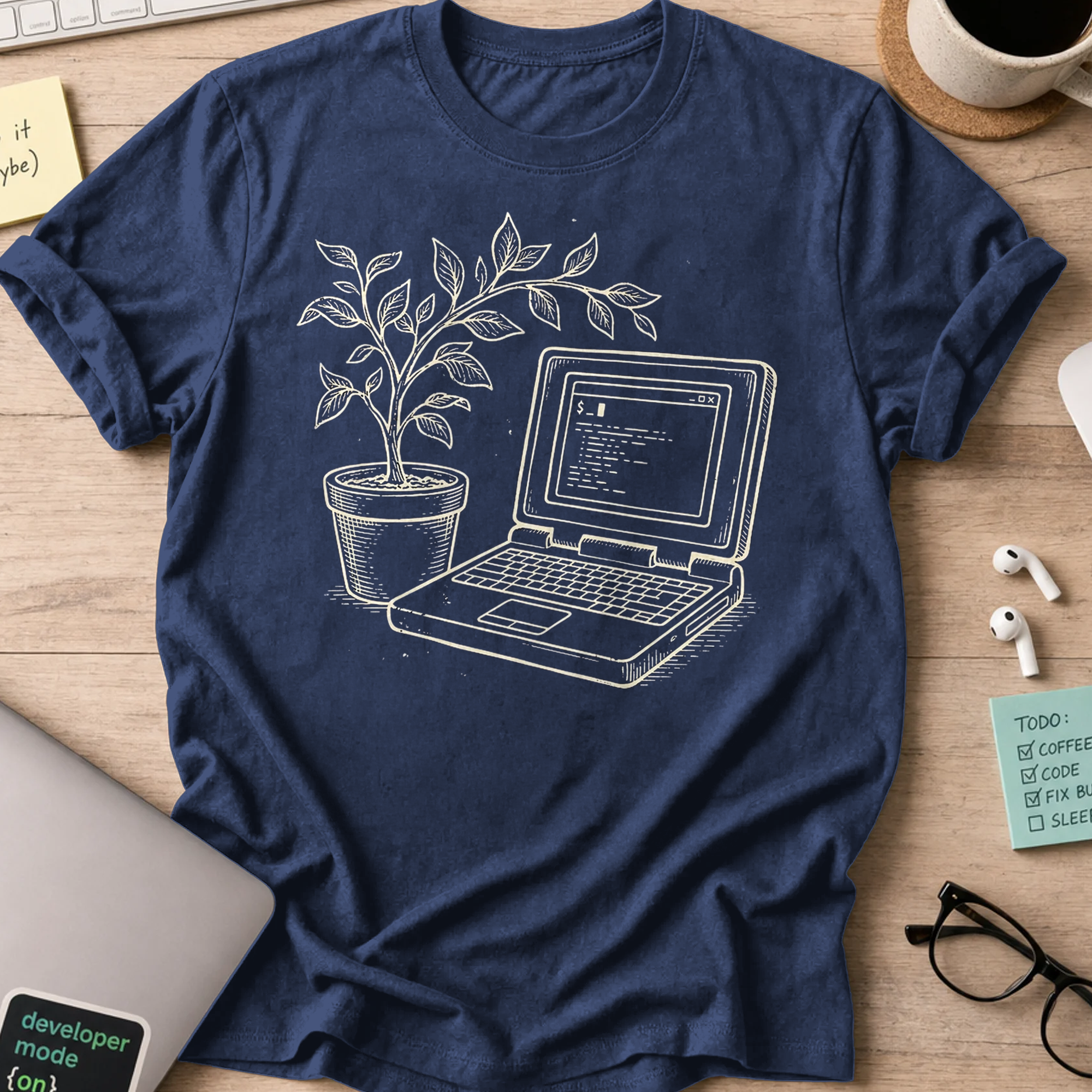 Grow Your Code Shirt — Navy