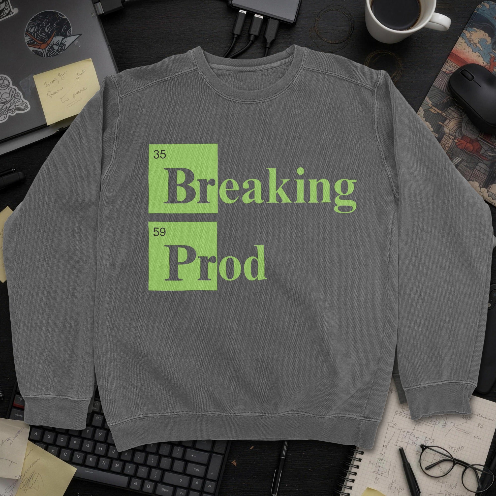Breaking Prod Sweatshirt - Dark Heather mockup