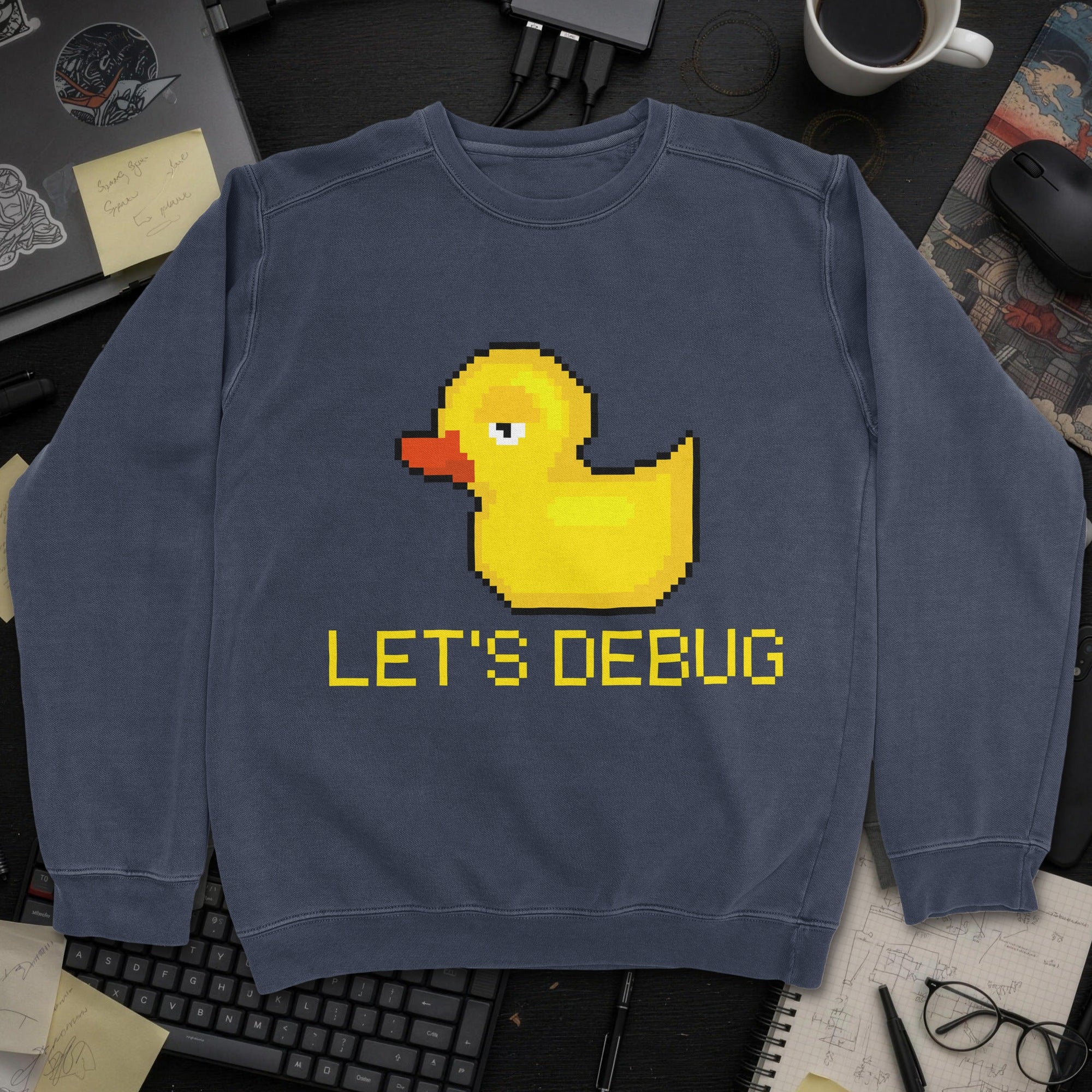 Lets Debug Duck Sweatshirt - Navy mockup