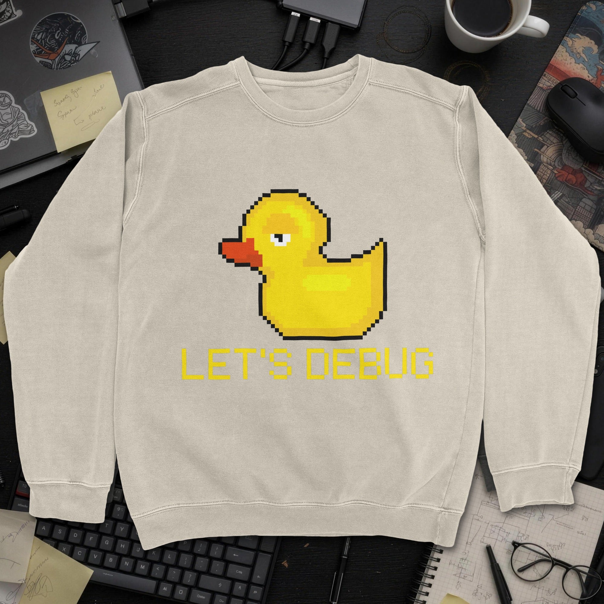 Lets Debug Duck Sweatshirt - Sand mockup