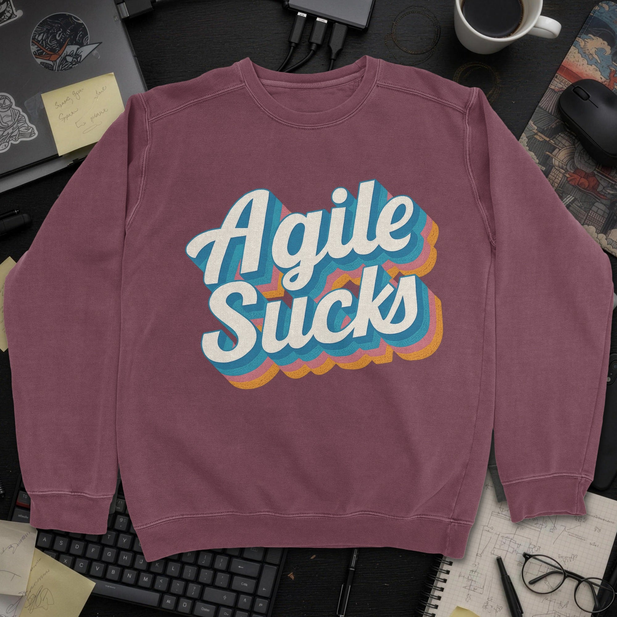 Agile Sucks Sweatshirt - Maroon mockup