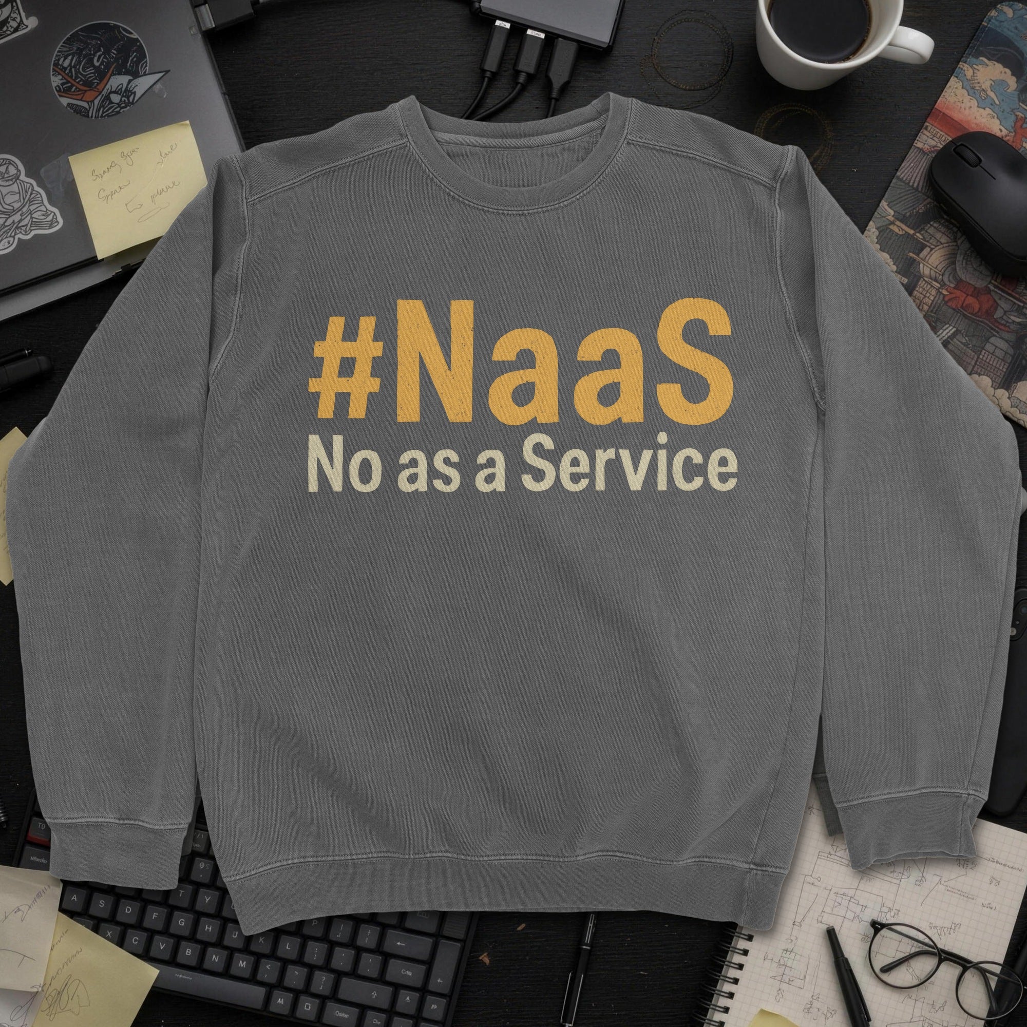 NaaS No As A Service Sweatshirt - Dark Heather mockup