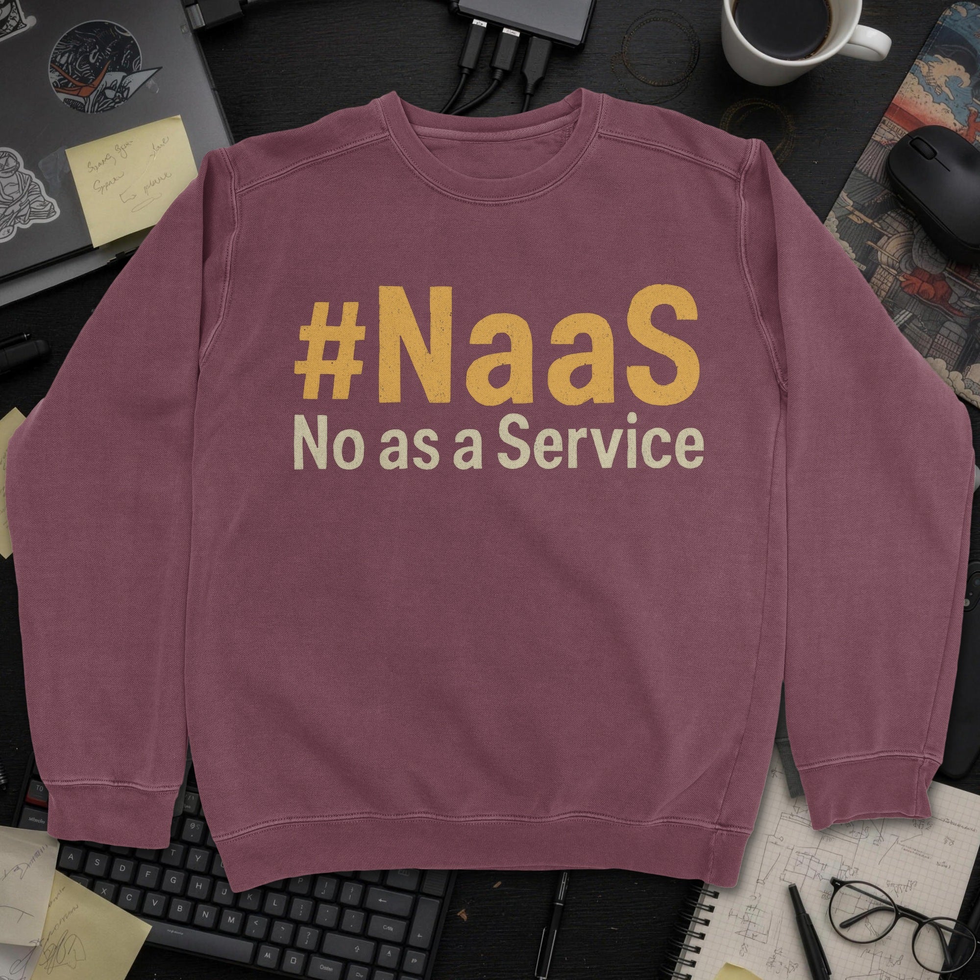 NaaS No As A Service Sweatshirt - Maroon mockup
