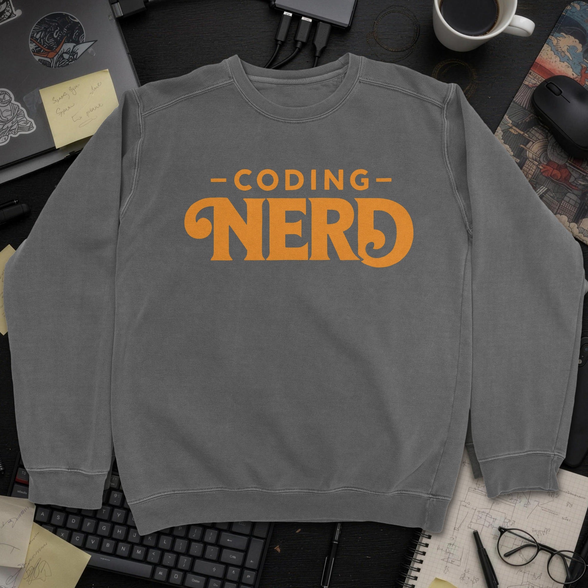 Coding Nerd Sweatshirt - Dark Heather mockup