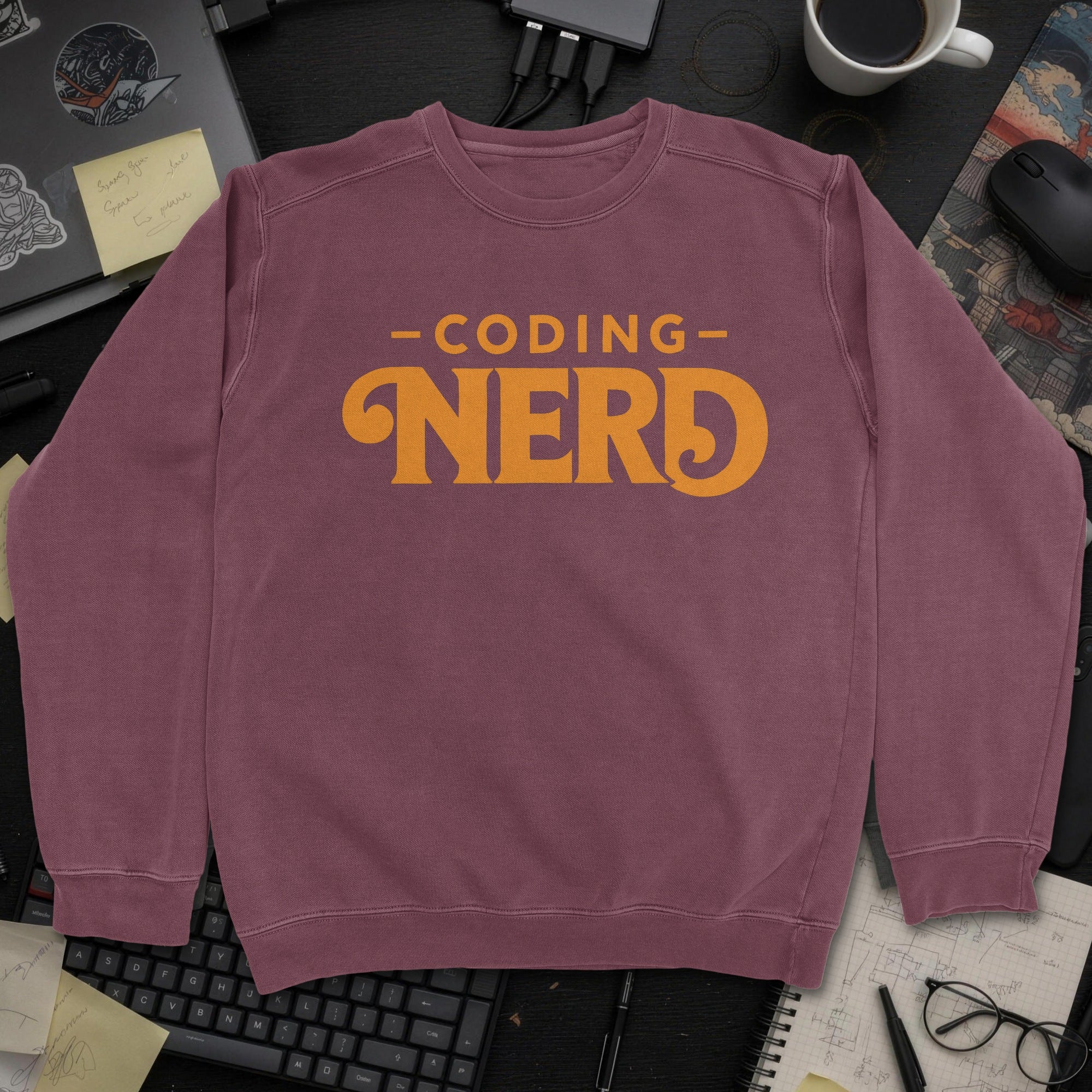 Coding Nerd Sweatshirt - Maroon mockup