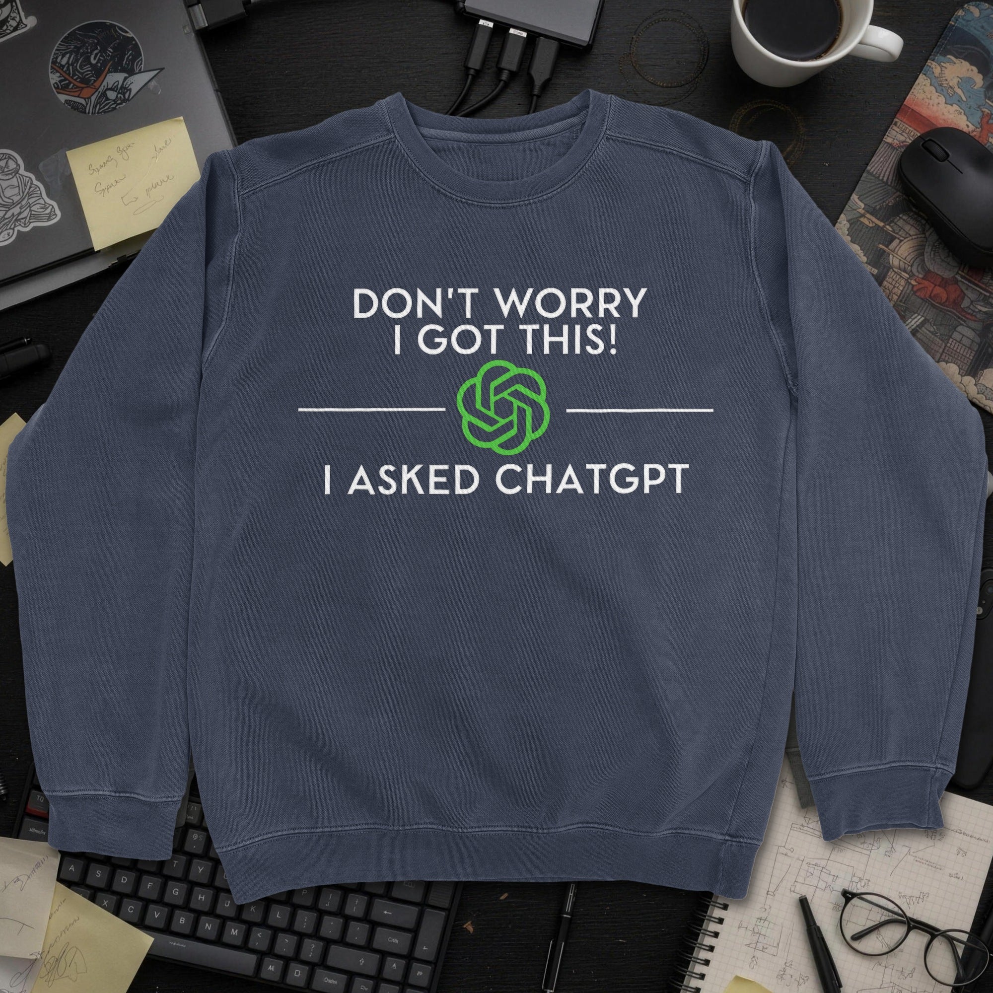 I Asked ChatGPT Sweatshirt - Navy mockup