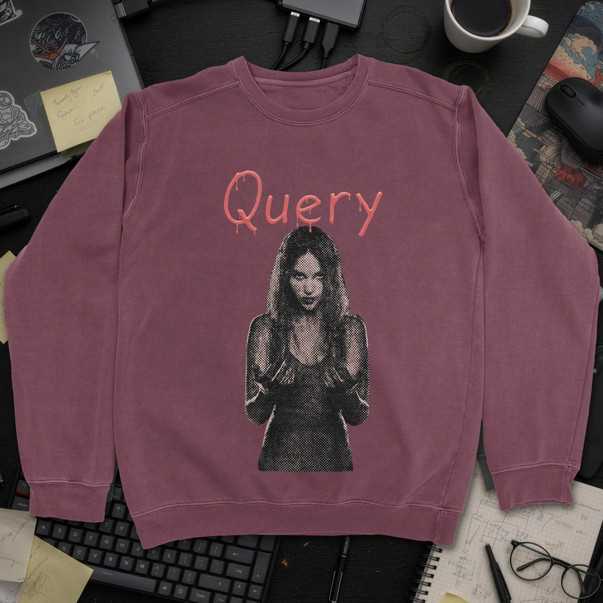 Query Movie Sweatshirt - Maroon mockup