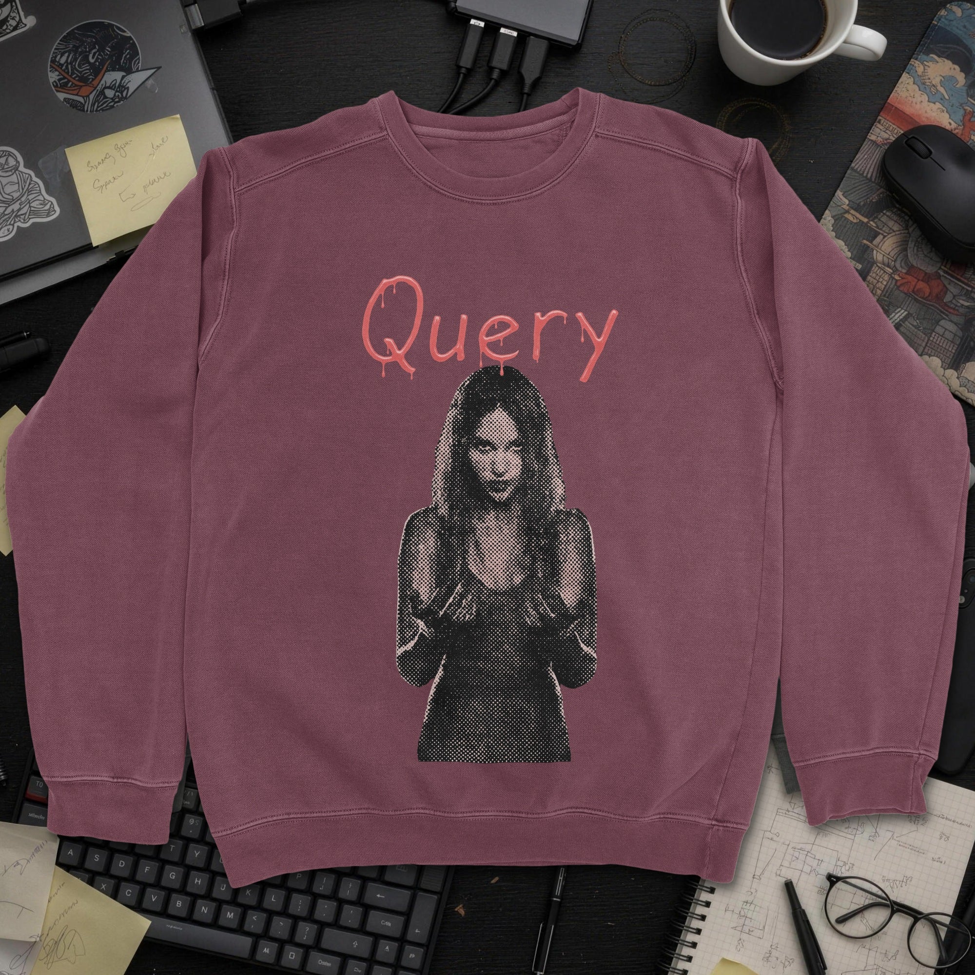 Query Movie Sweatshirt - Maroon mockup