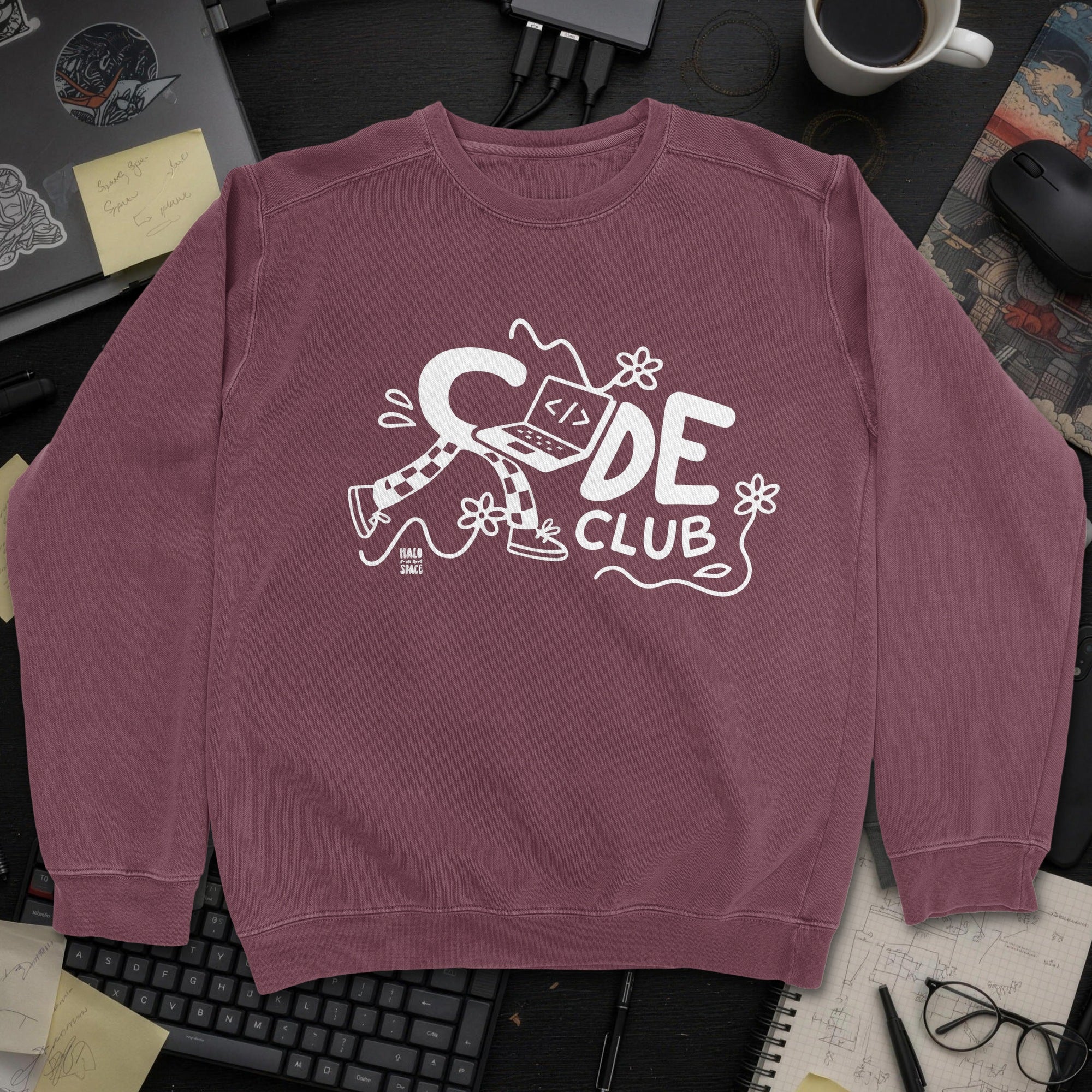 Code Club Sweatshirt - Maroon mockup