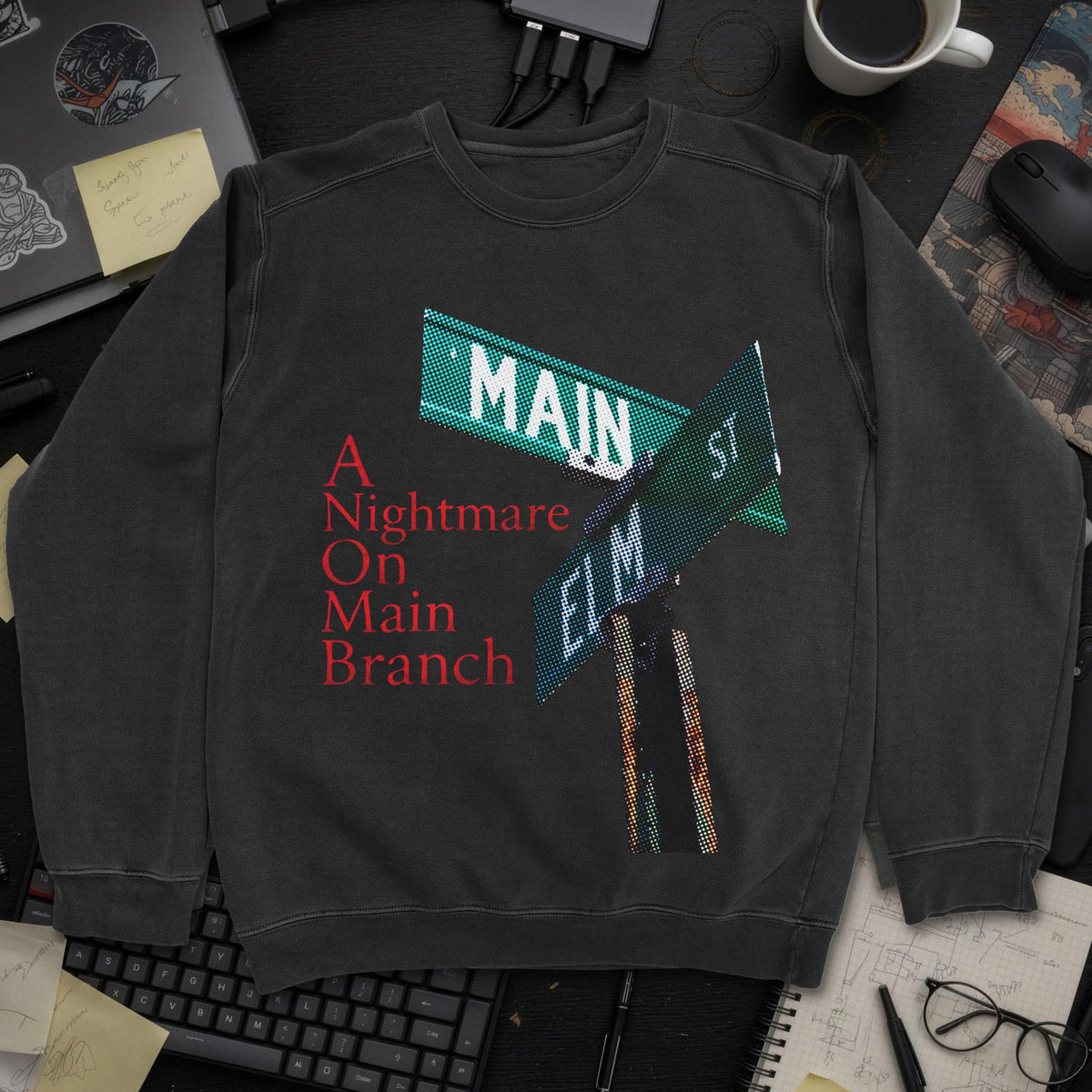 A Nightmare On Main Branch Sweatshirt - Black mockup