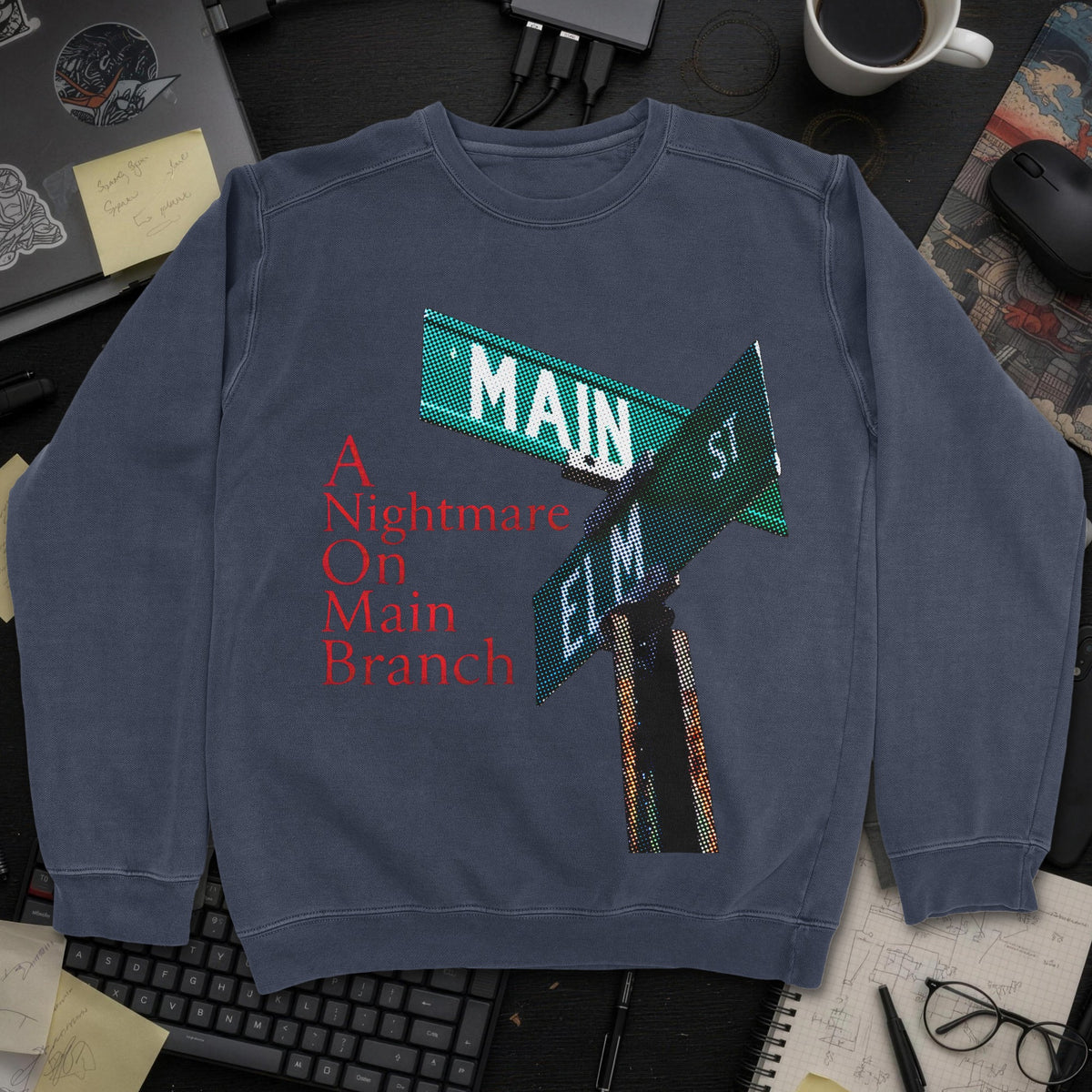 A Nightmare On Main Branch Sweatshirt - Navy mockup