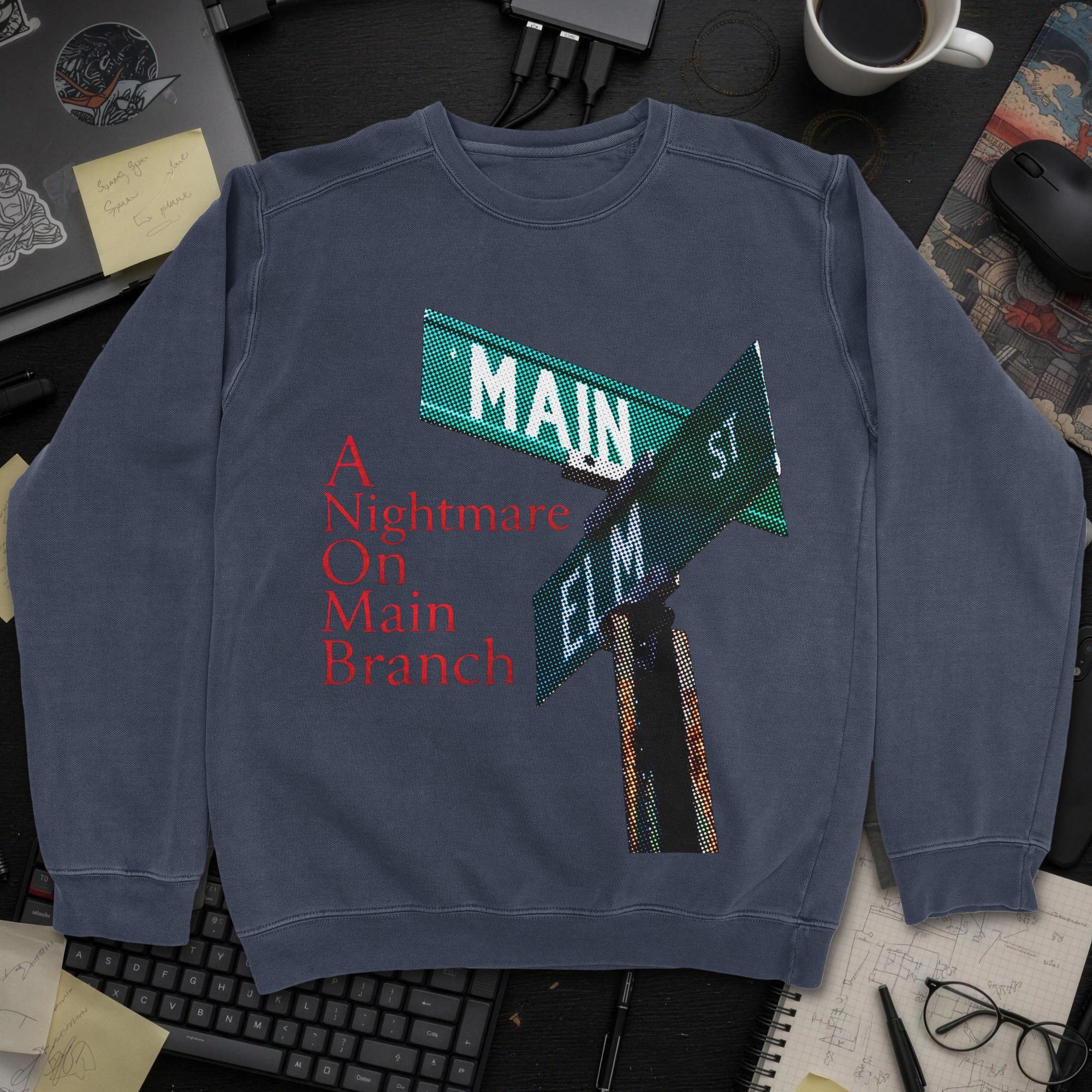 A Nightmare On Main Branch Sweatshirt - Navy mockup