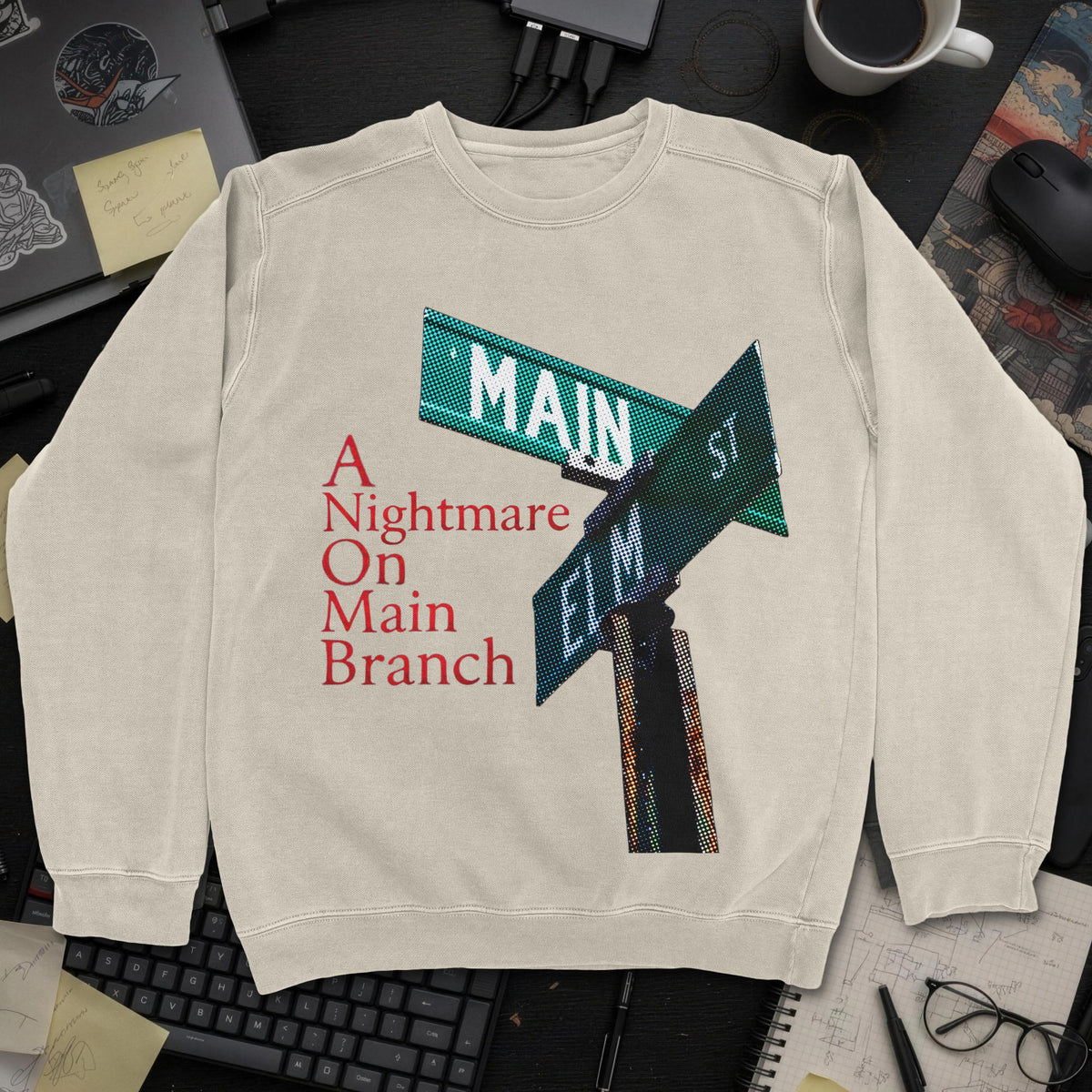 A Nightmare On Main Branch Sweatshirt - Sand mockup