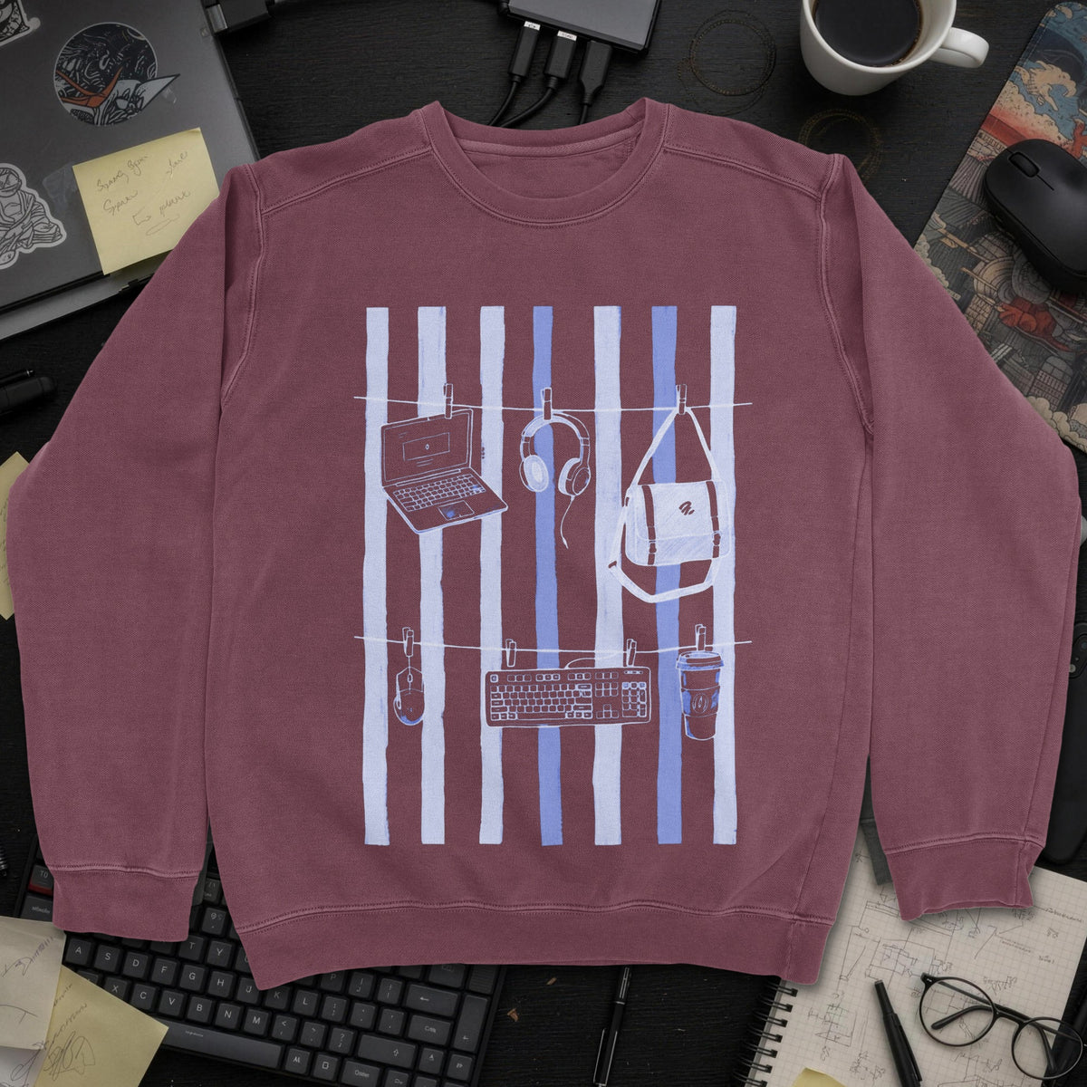 Developer Essential Hanged Sweatshirt - Maroon mockup