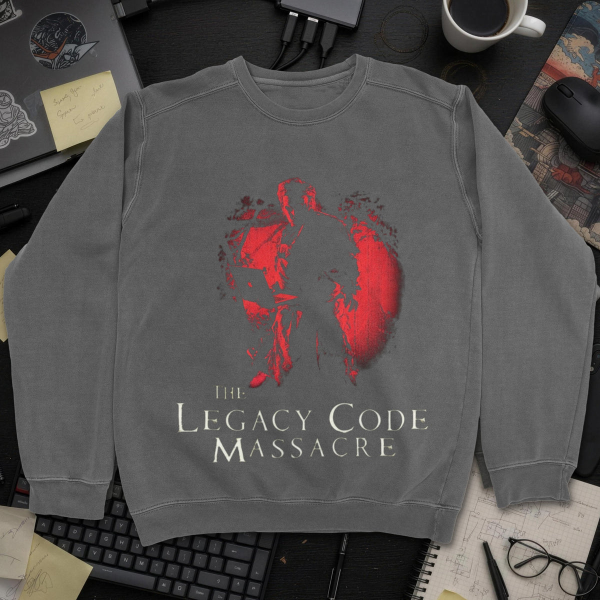A Legacy Code Movie Sweatshirt - Dark Heather mockup