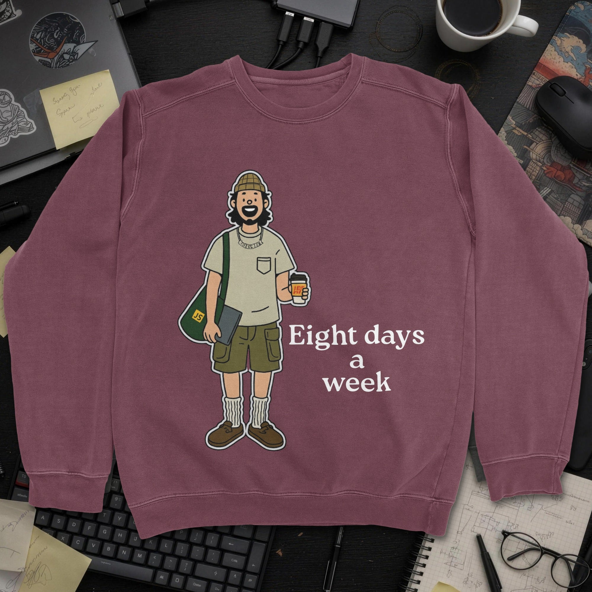 Hardworking Developer Sweatshirt - Maroon mockup
