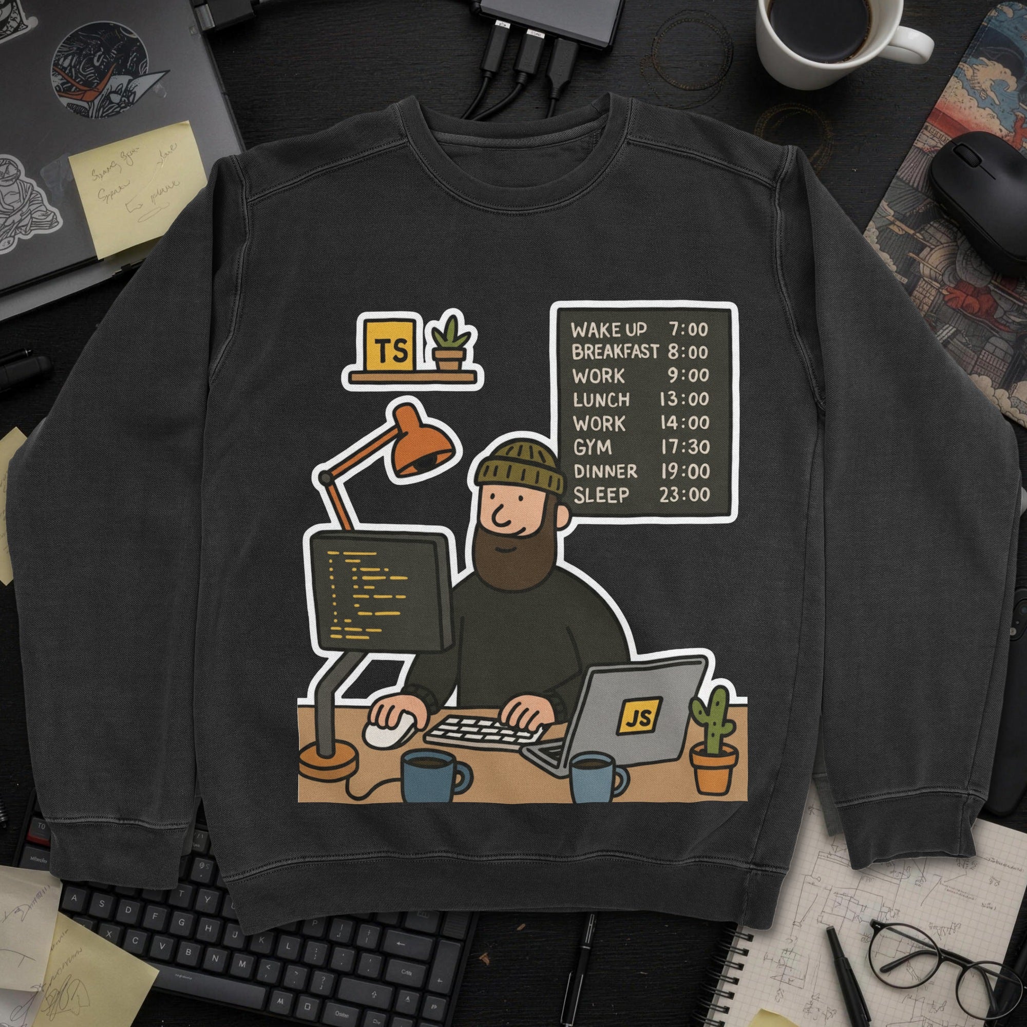 Developer Daily Schedule Sweatshirt - Black mockup