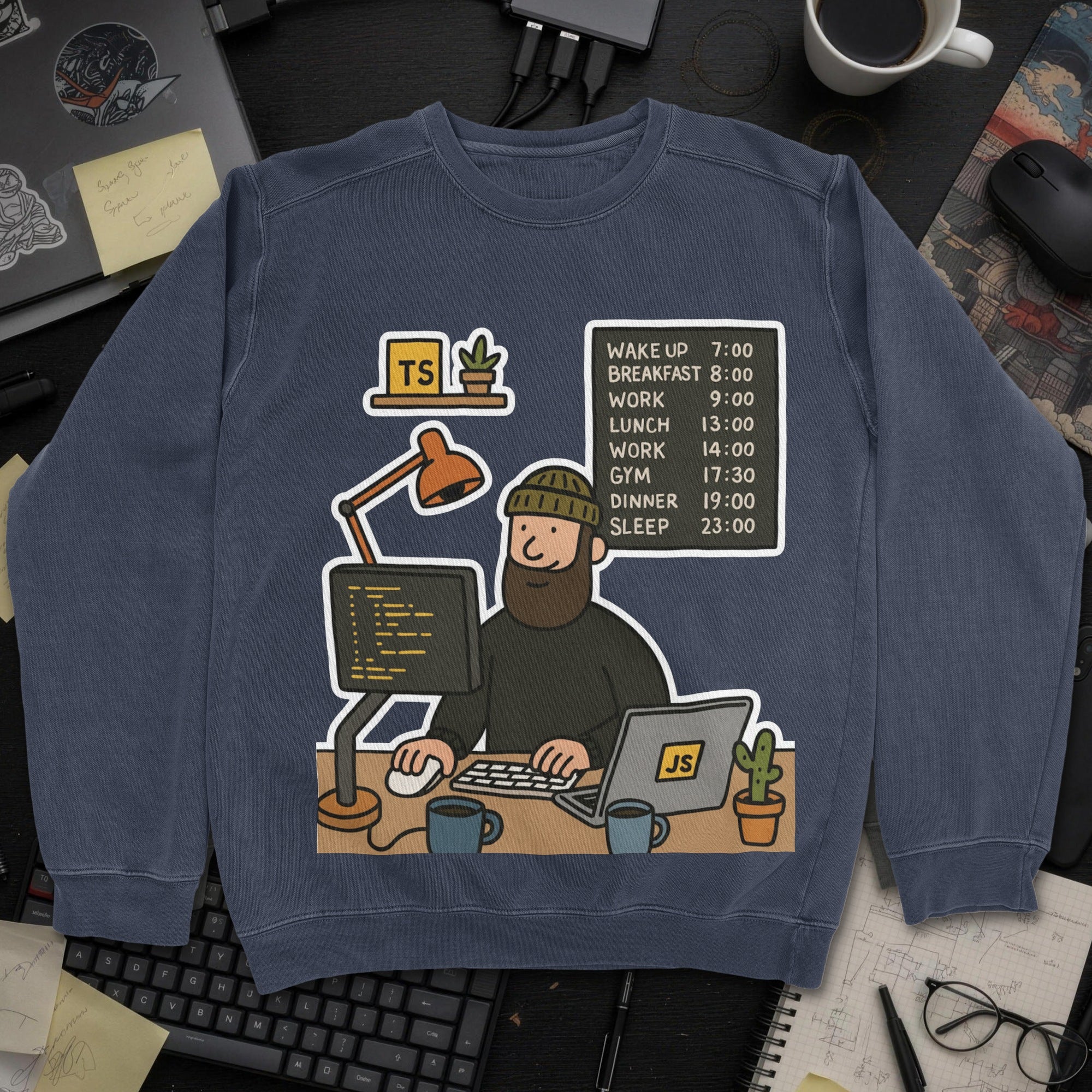 Developer Daily Schedule Sweatshirt - Navy mockup