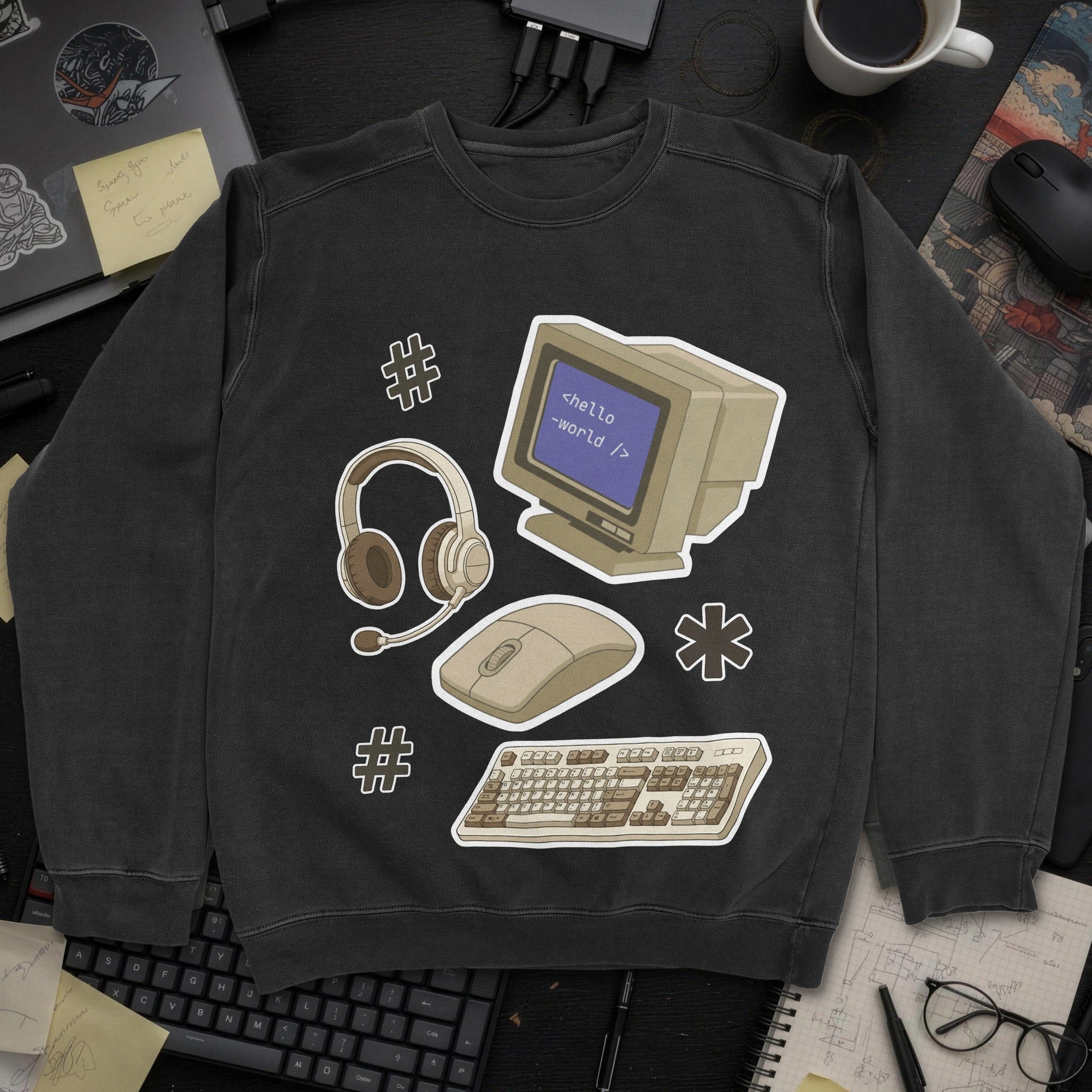 Developer Essential Sticker Sweatshirt - Black mockup
