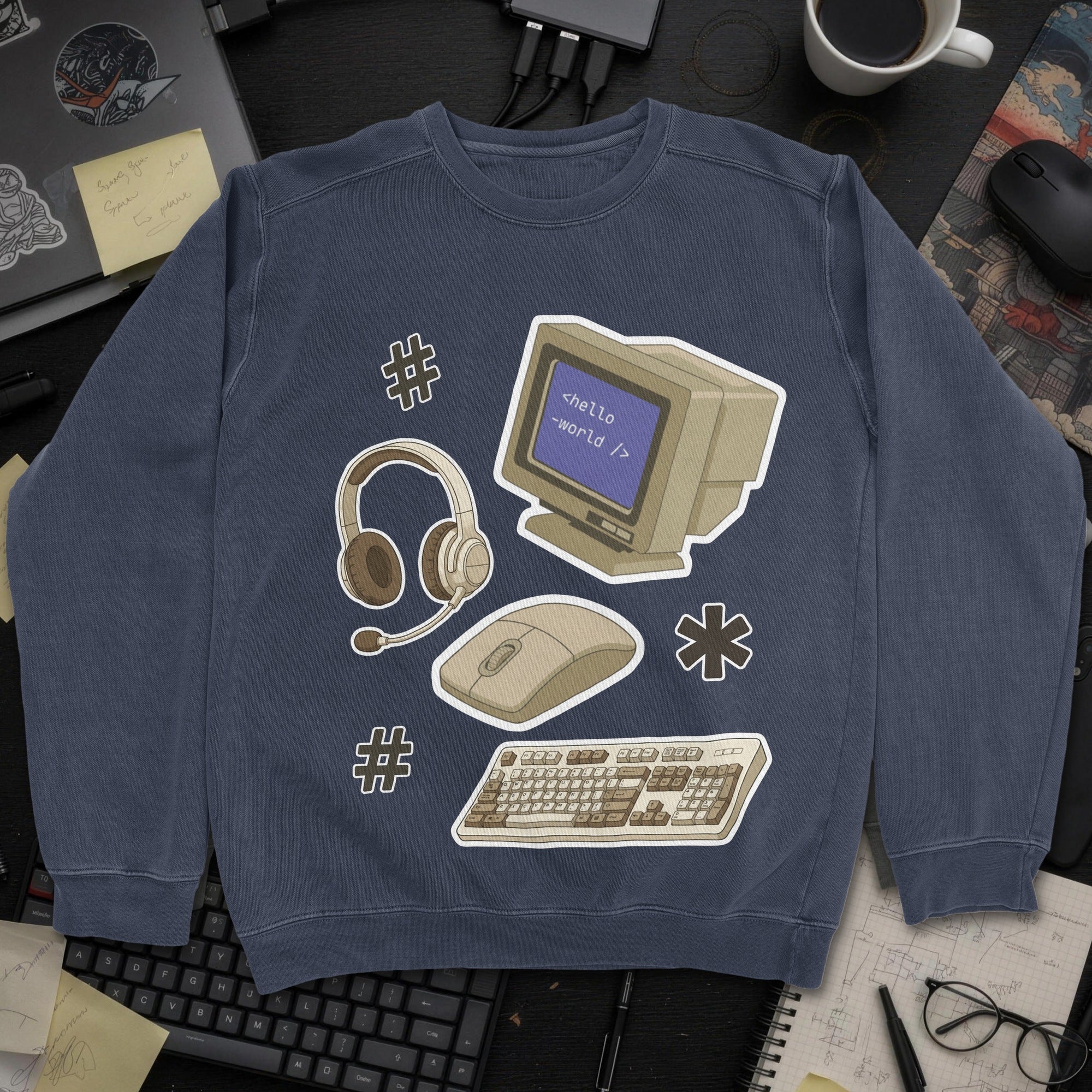 Developer Essential Sticker Sweatshirt - Navy mockup