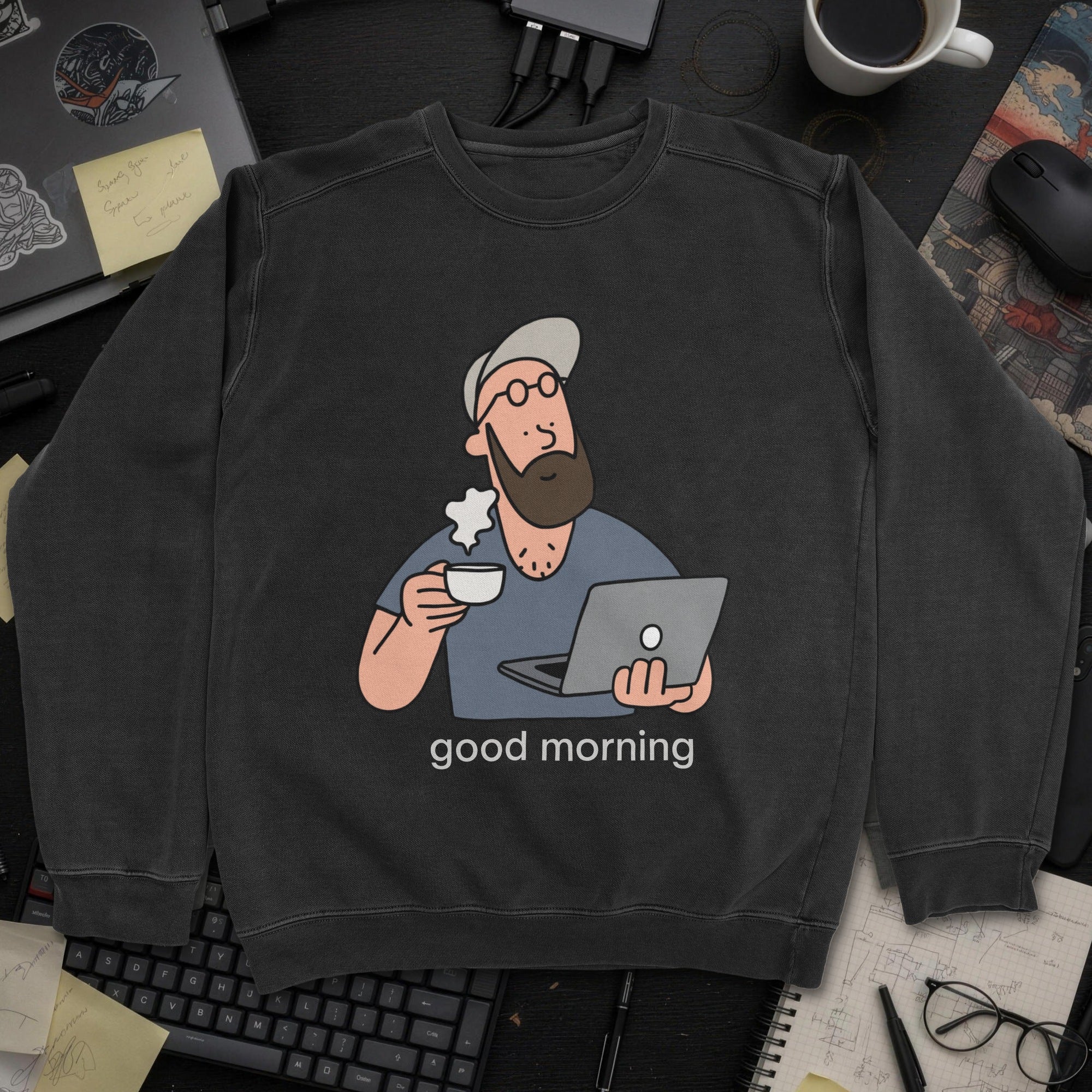 Developers Morning Sweatshirt - Black mockup