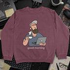 Developers Morning Sweatshirt - Maroon mockup