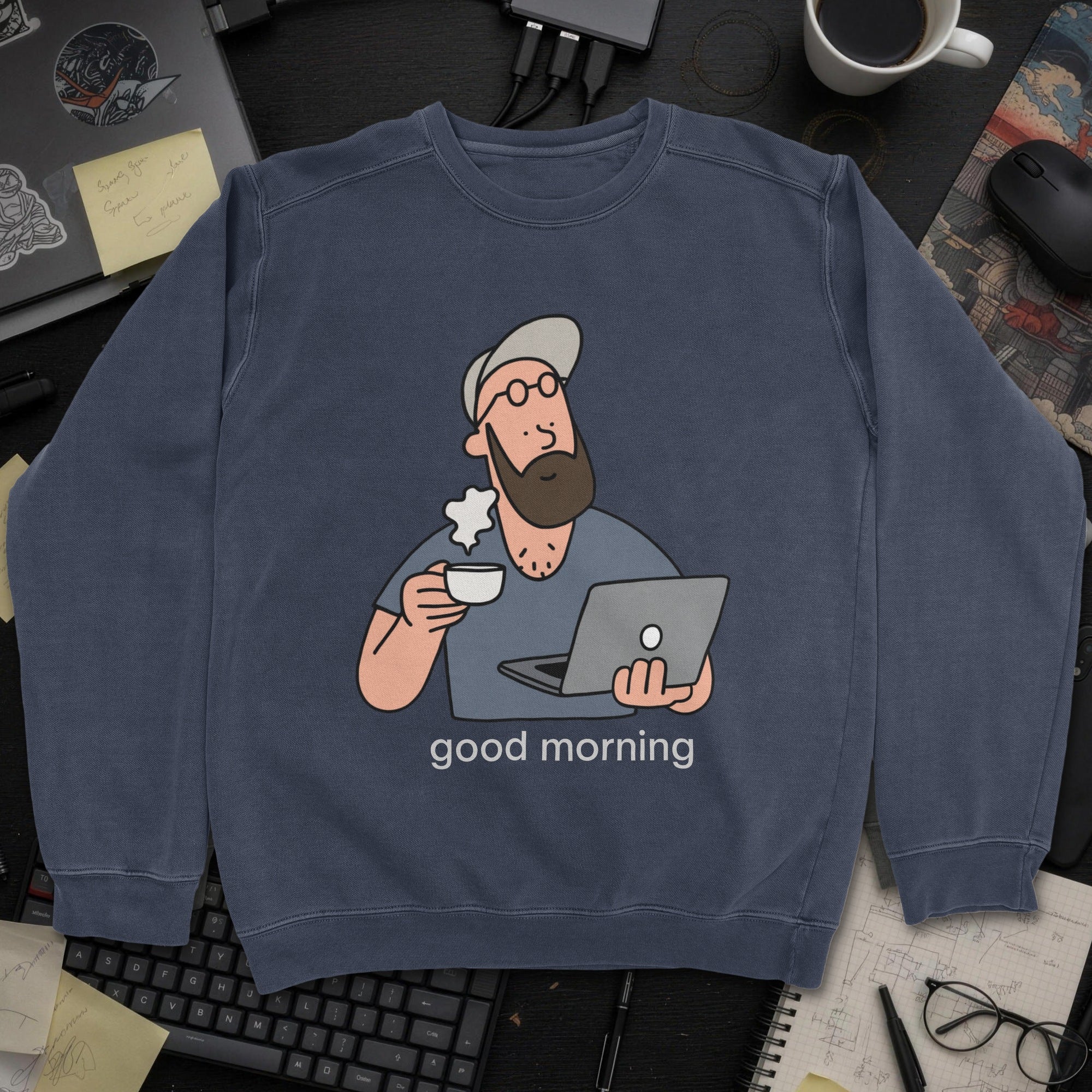 Developers Morning Sweatshirt - Navy mockup