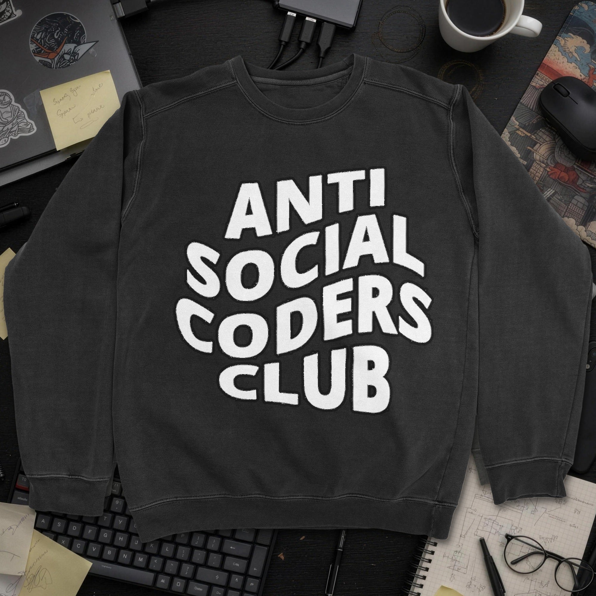 Anti Social Coders Club Sweatshirt - Black mockup