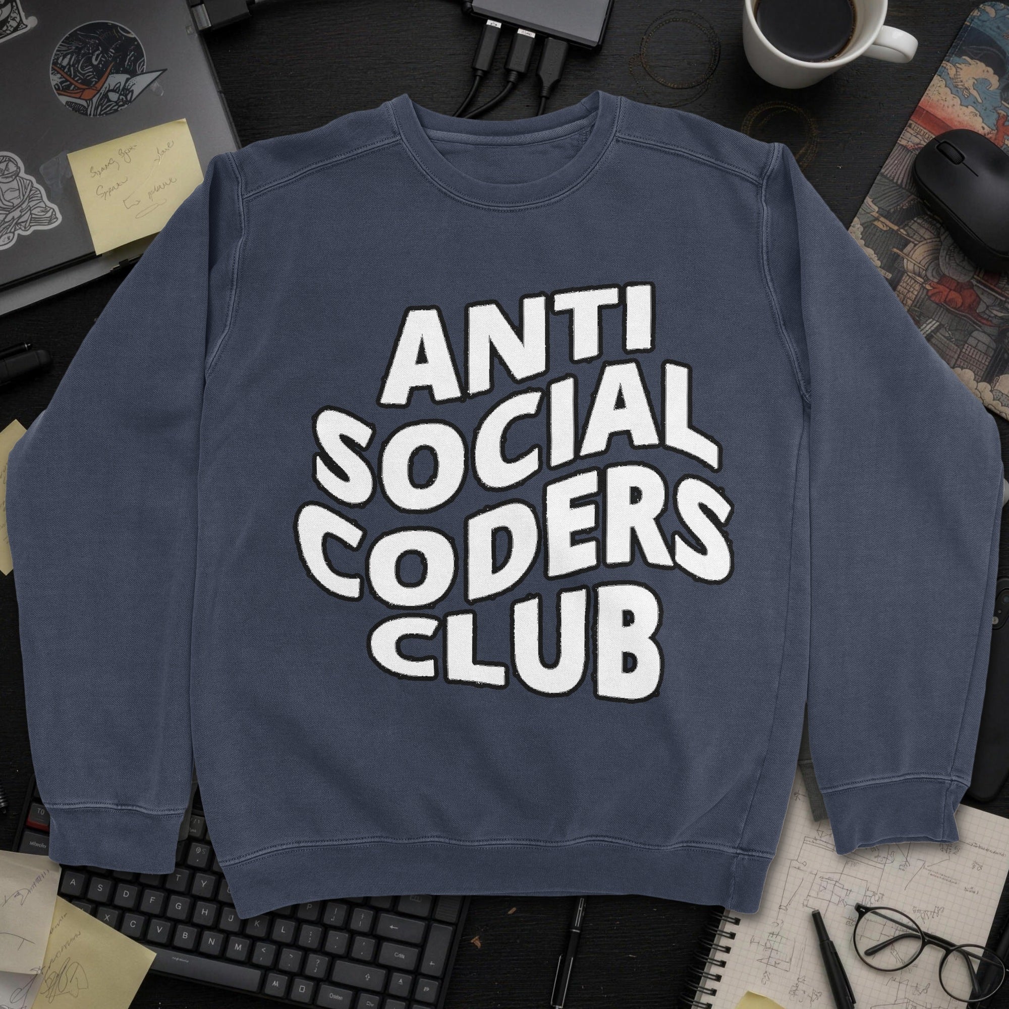 Anti Social Coders Club Sweatshirt - Navy mockup