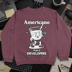 Americano Fueling Developers Sweatshirt - Maroon mockup