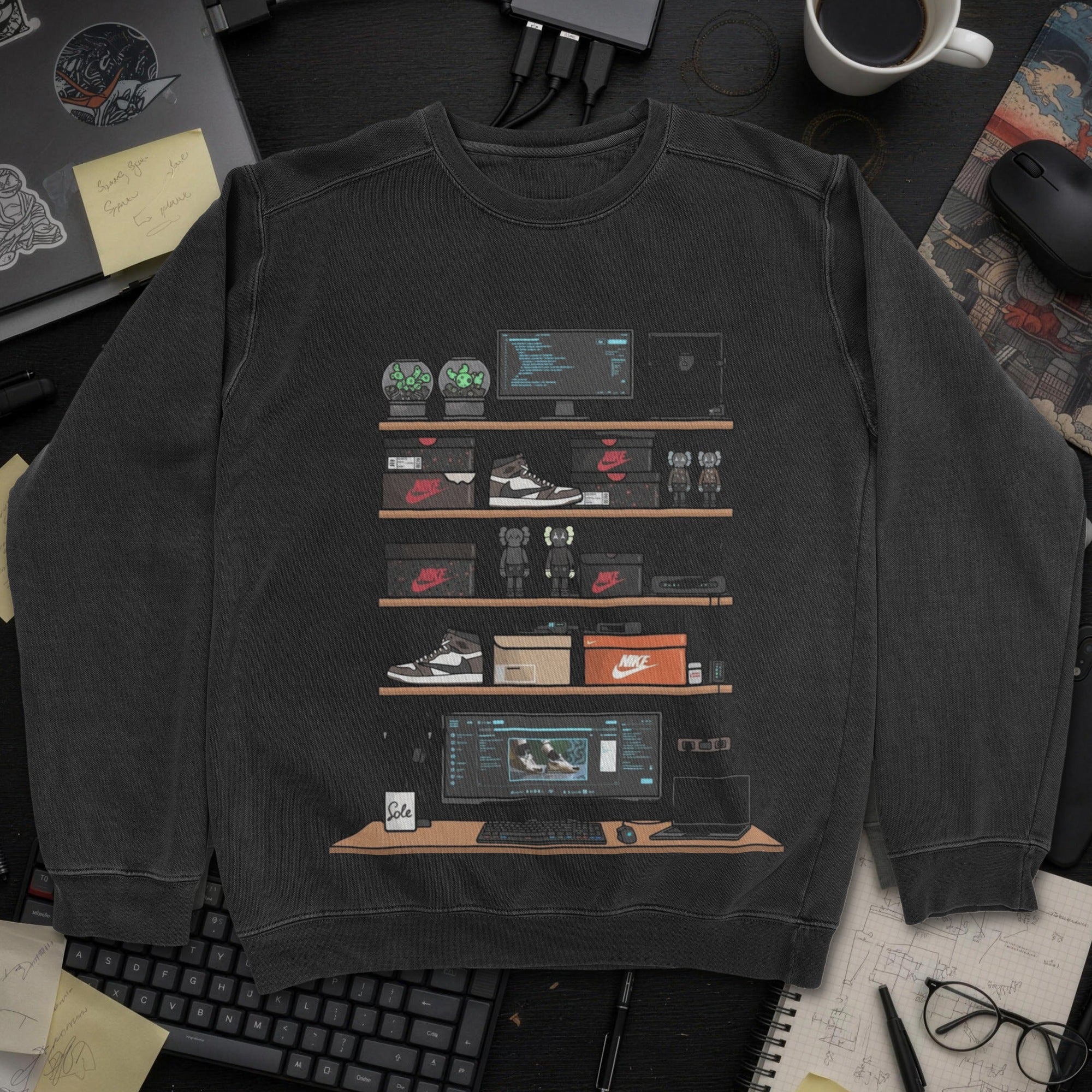 Cool Dev Desk Setup Sweatshirt - Black mockup