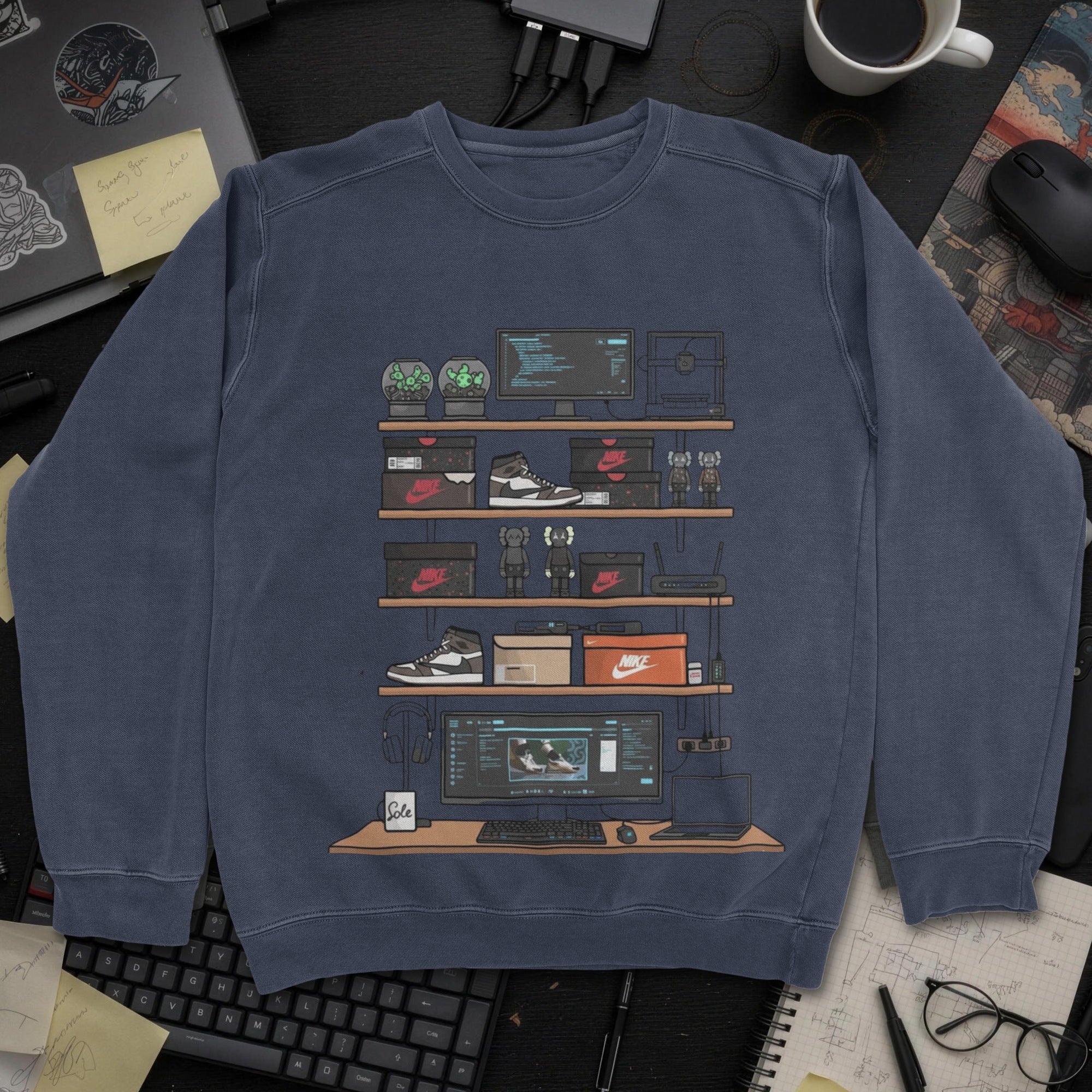 Cool Dev Desk Setup Sweatshirt - Navy mockup