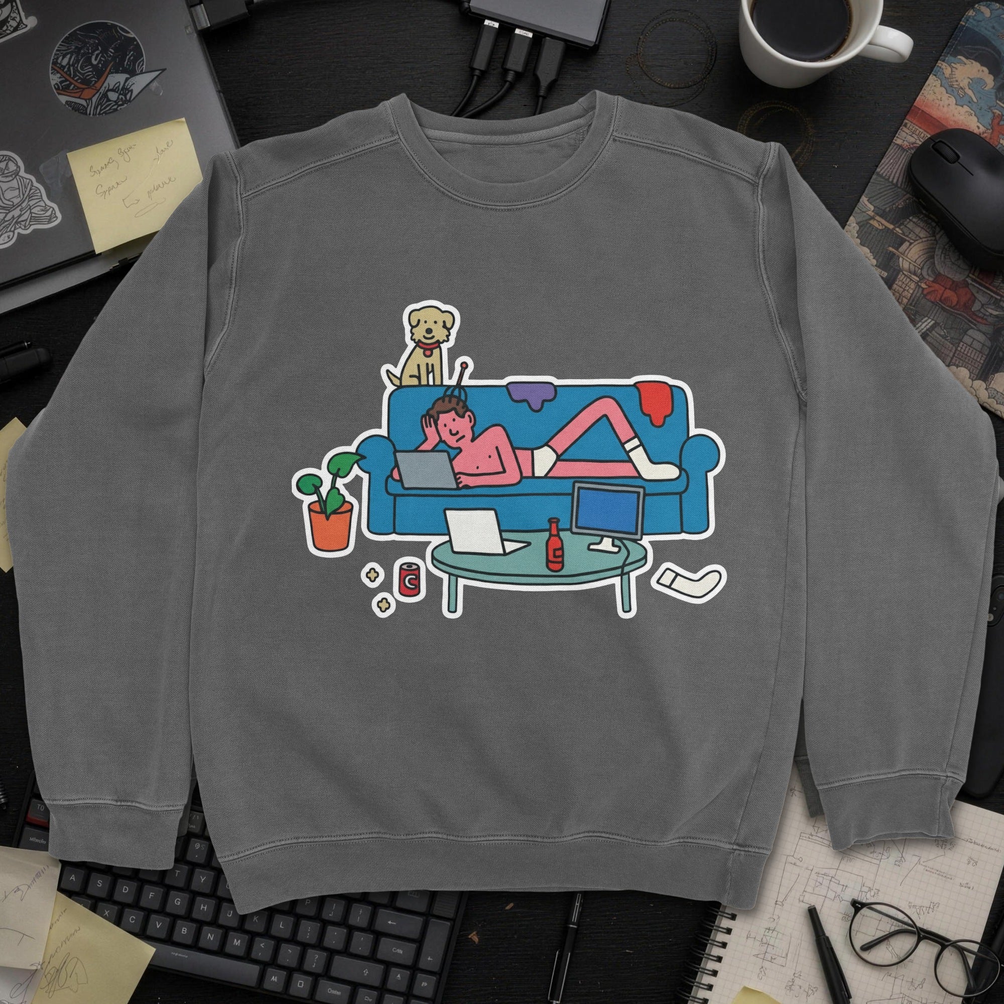 Developer Living Room Sweatshirt - Dark Heather mockup