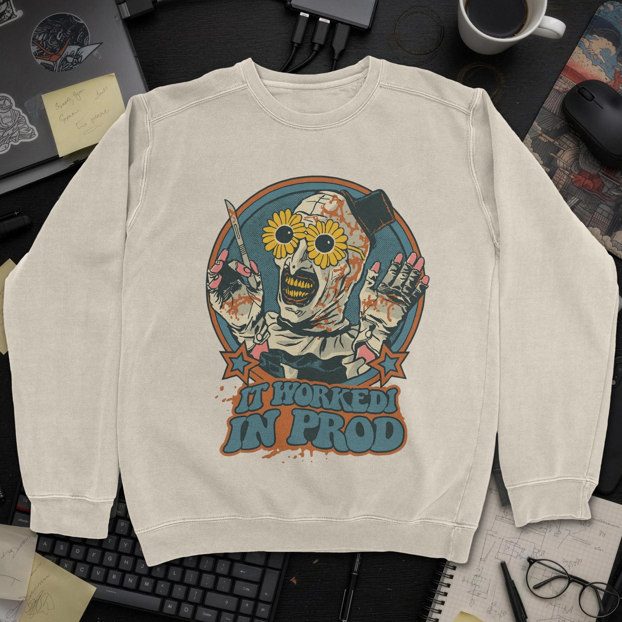It Worked In Prod Sweatshirt - Sand mockup