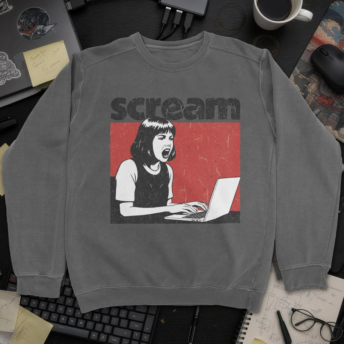 Scream Sweatshirt - Dark Heather mockup