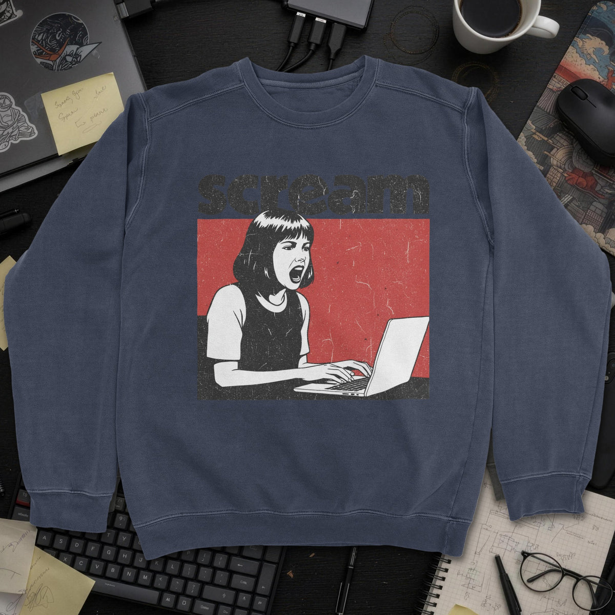 Scream Sweatshirt - Navy mockup