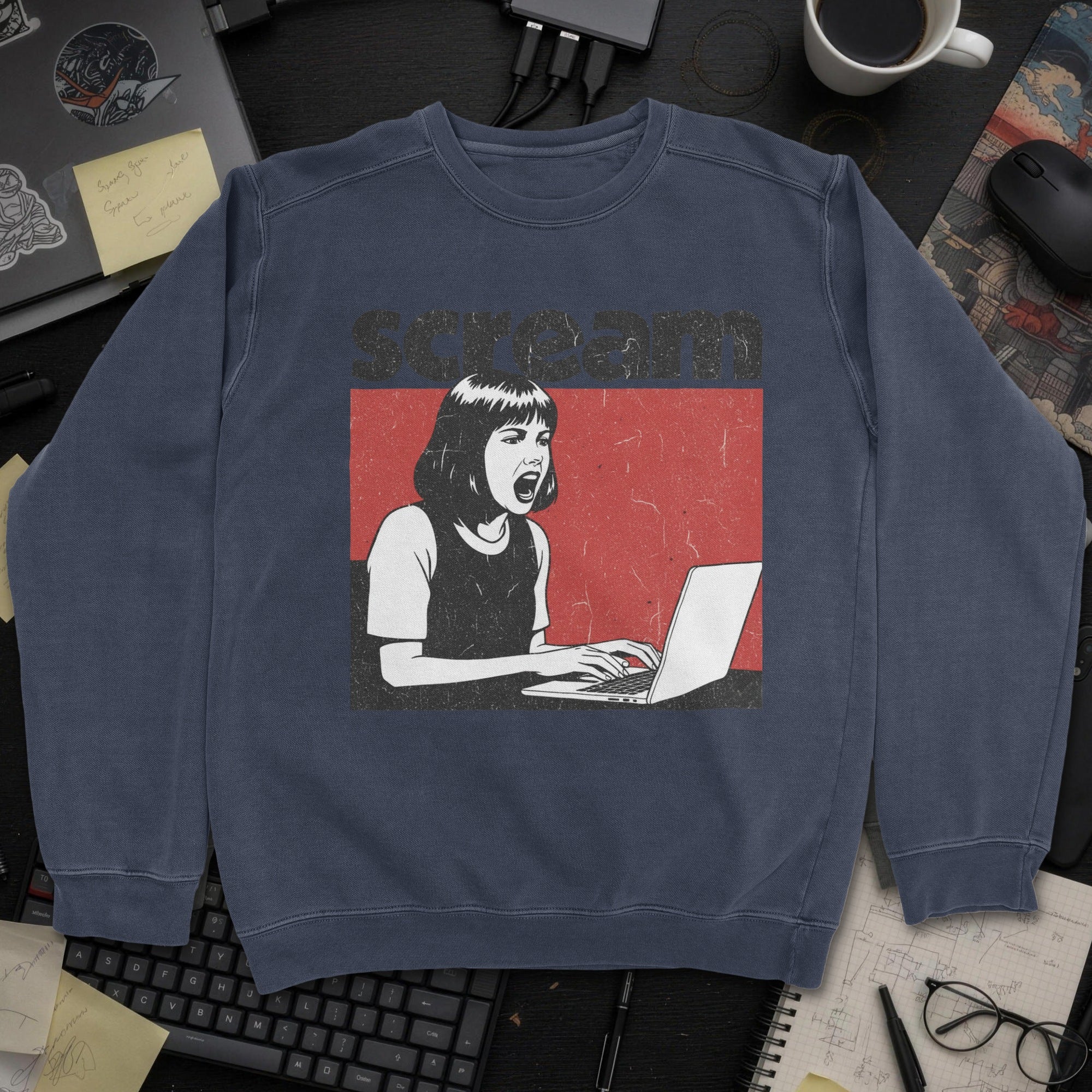 Scream Sweatshirt - Navy mockup