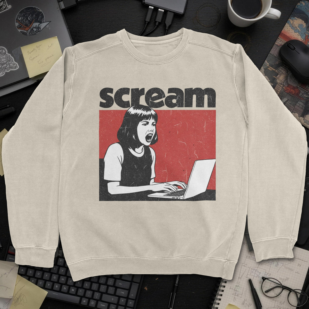 Scream Sweatshirt - Sand mockup