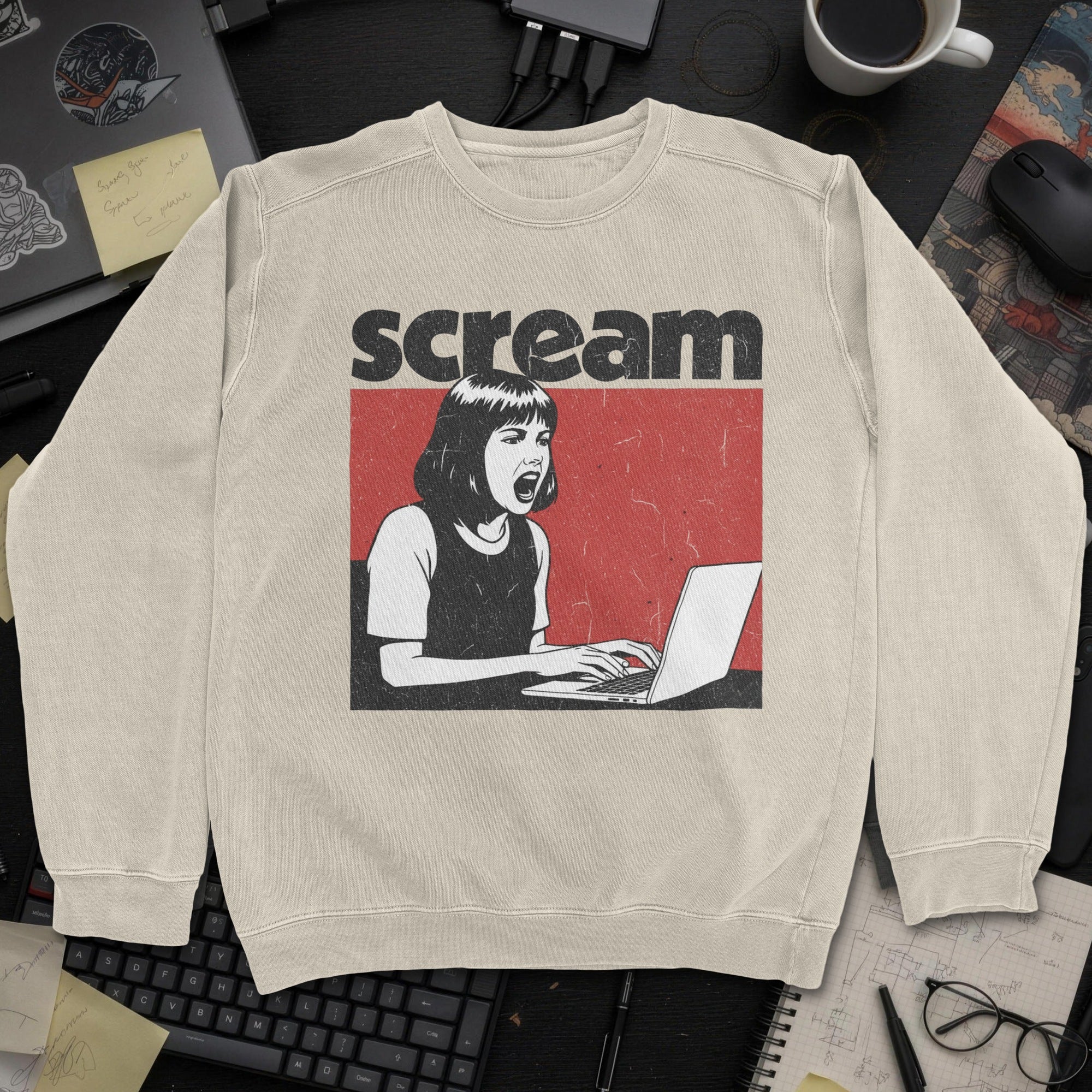 Scream Sweatshirt - Sand mockup