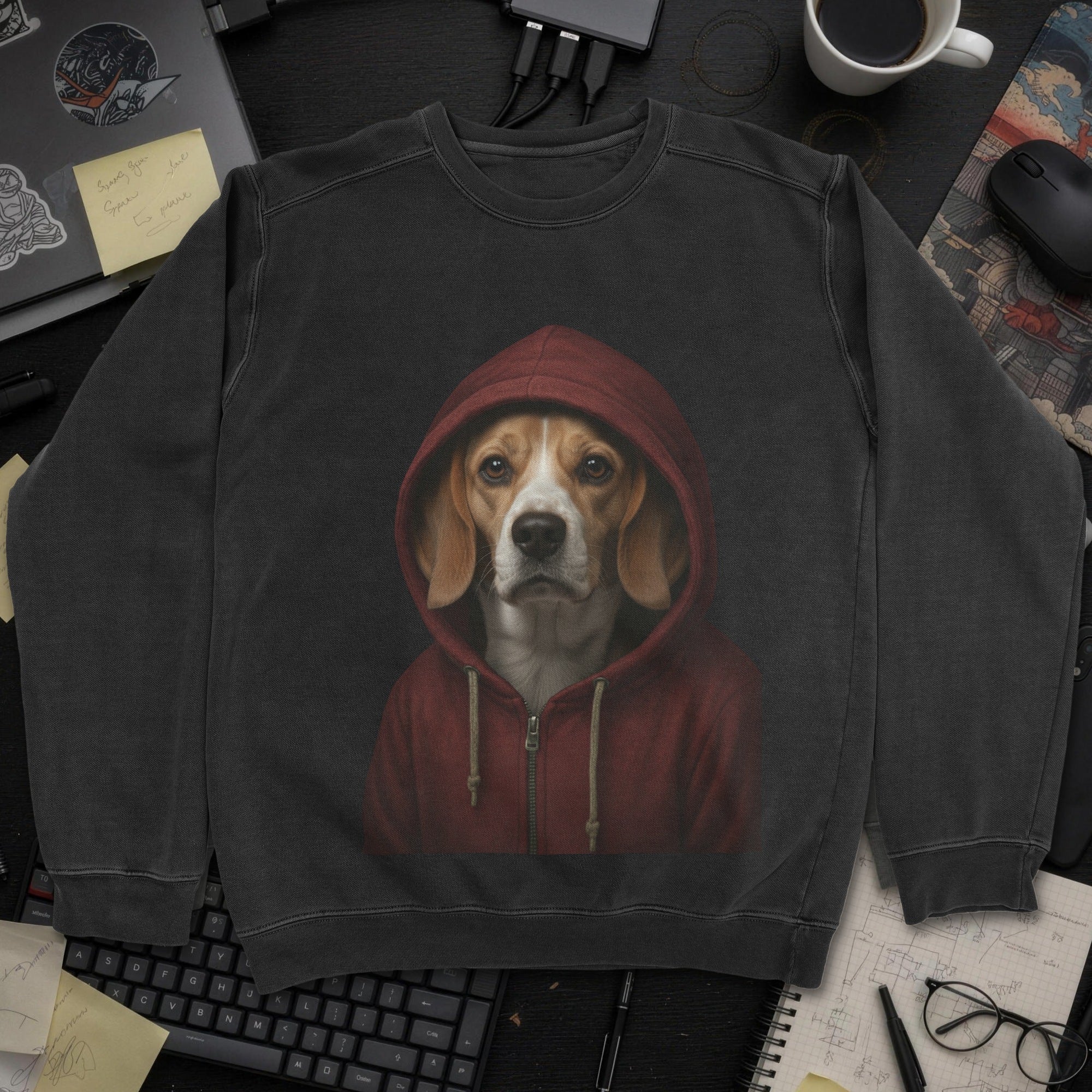 Dog In Hoodie Sweatshirt - Black mockup
