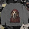Dog In Hoodie Sweatshirt - Dark Heather mockup