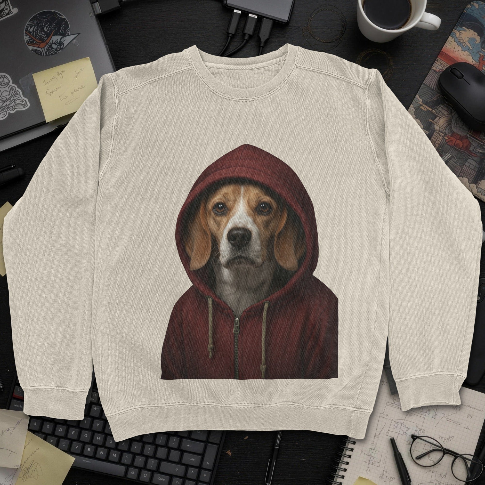 Dog In Hoodie Sweatshirt - Sand mockup