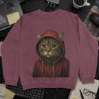Cat In Hoodie Sweatshirt - Maroon mockup