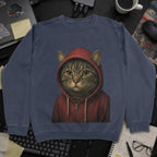 Cat In Hoodie Sweatshirt - Navy mockup