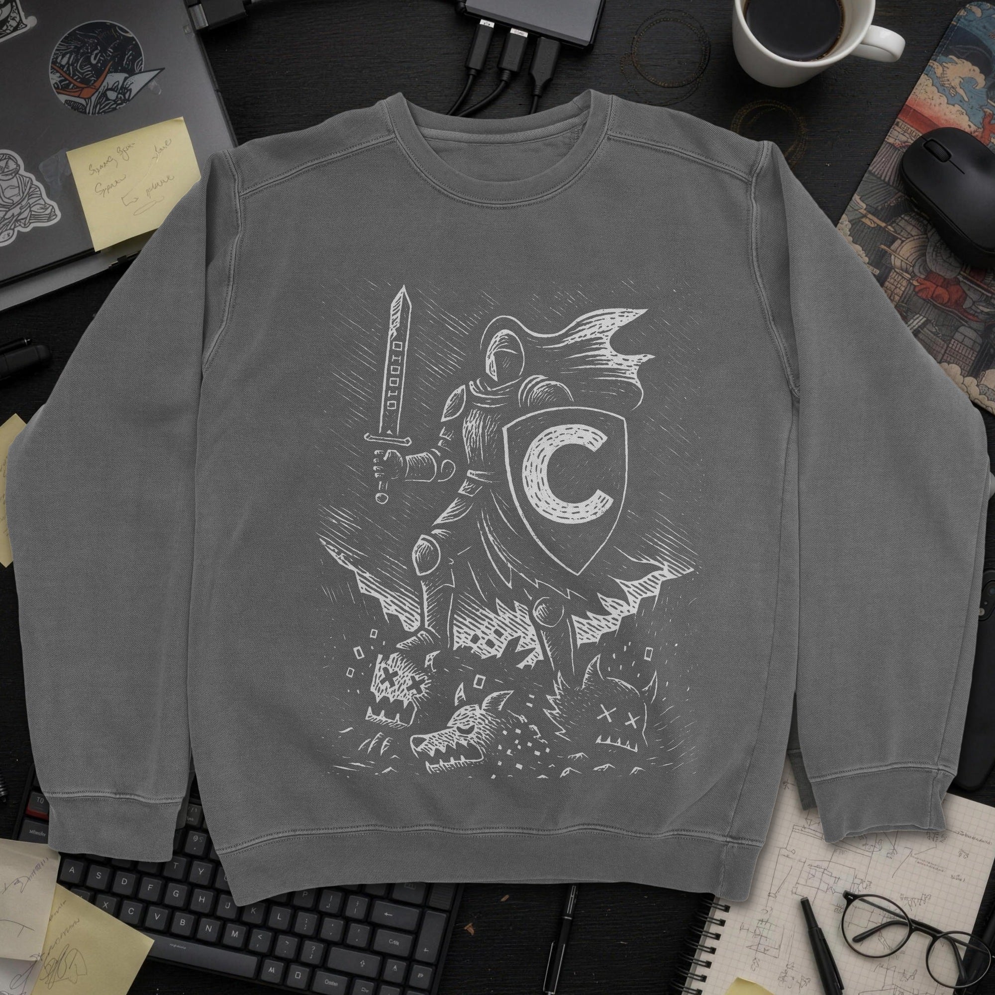 C Knight Sweatshirt - Dark Heather mockup