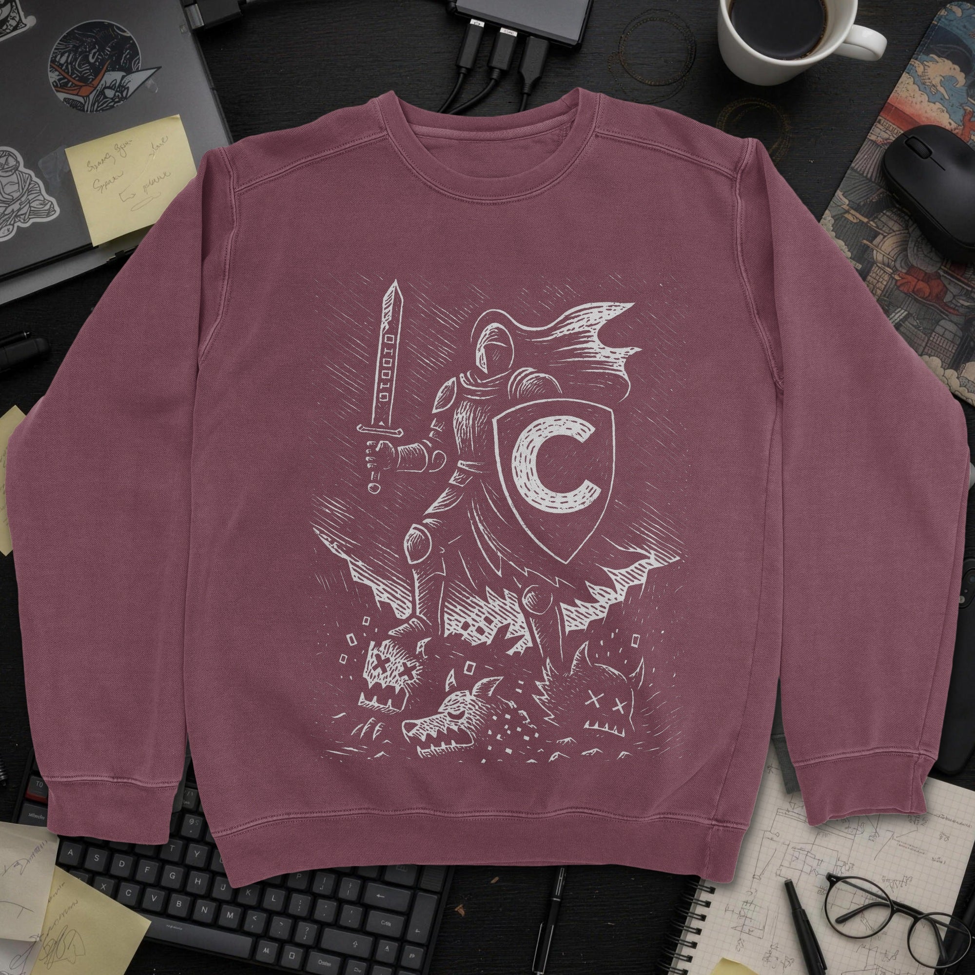 C Knight Sweatshirt - Maroon mockup