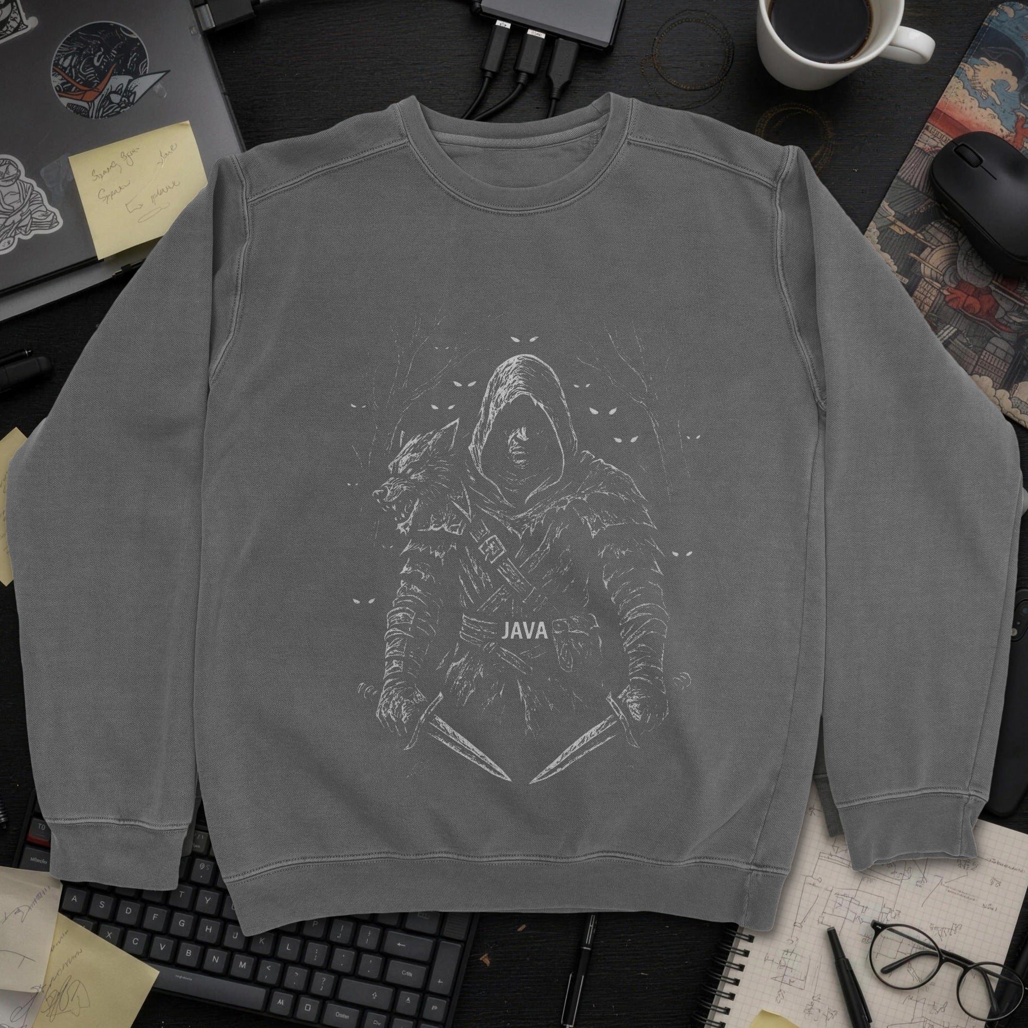 Java Warrior Sweatshirt - Dark Heather mockup
