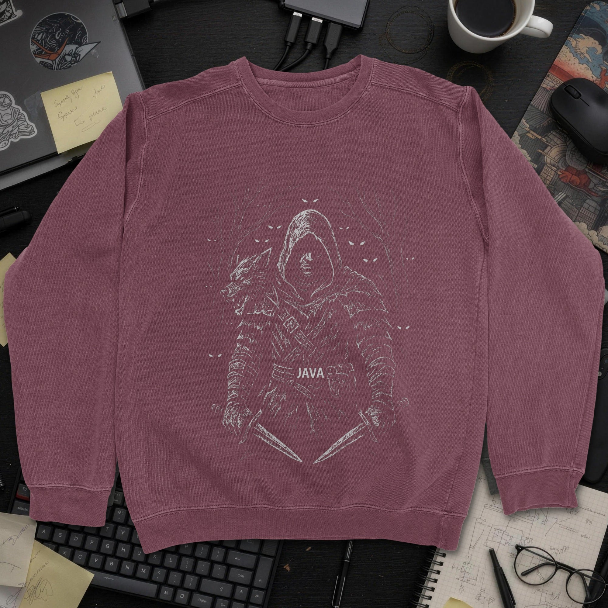 Java Warrior Sweatshirt - Maroon mockup