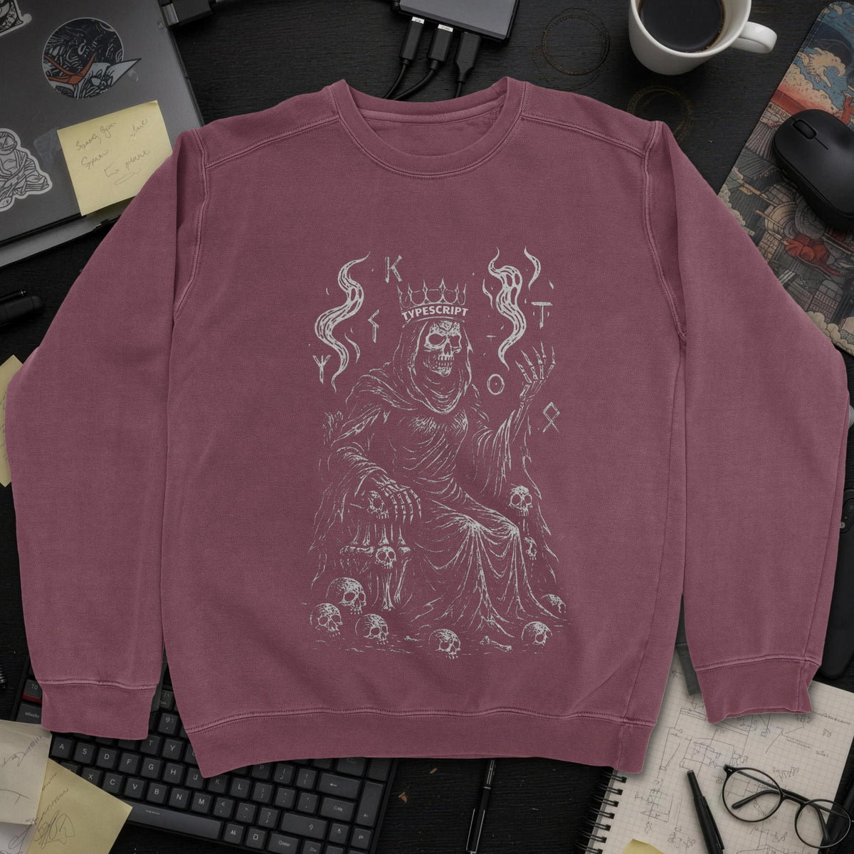 Typescript Skeleton Sweatshirt - Maroon mockup