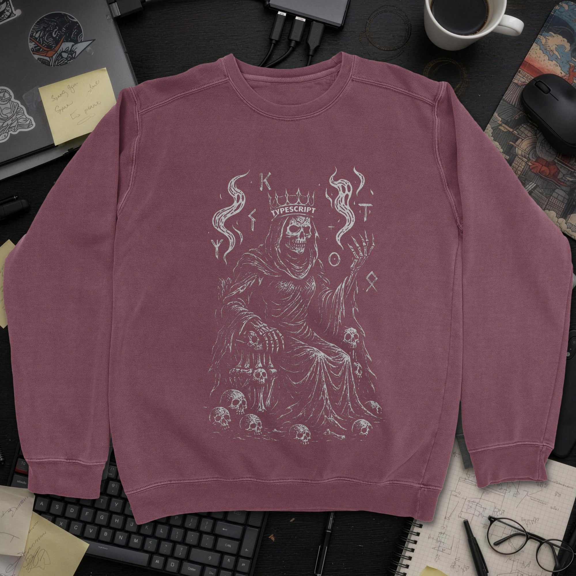 Typescript Skeleton Sweatshirt - Maroon mockup